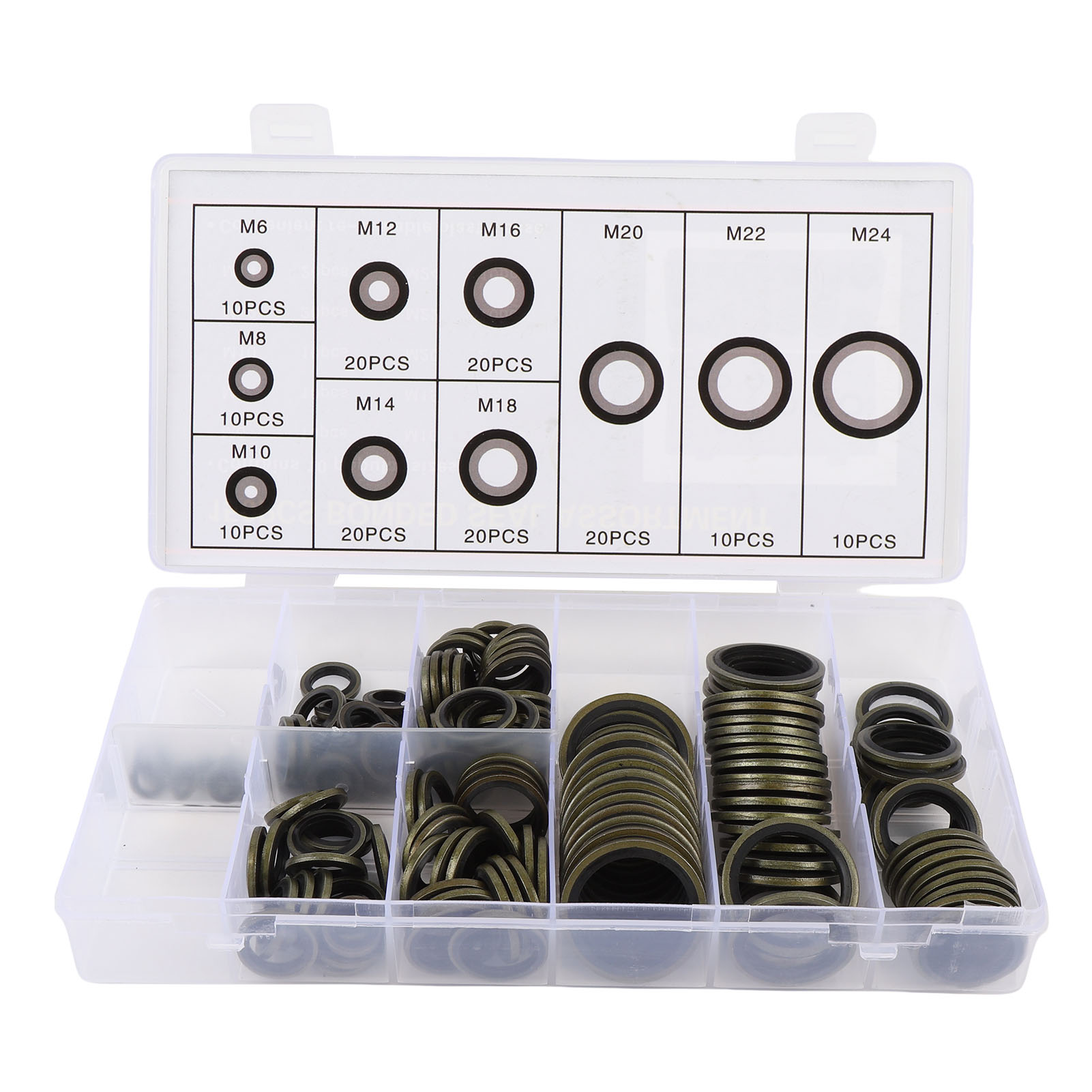 Toivize 150-teiliges Dichtungsscheiben-set Aus Metall M6-m24 Für Kfz-sanitär- Und Mechanische Ablassschrauben – Robuste Aufbewahrungsbox