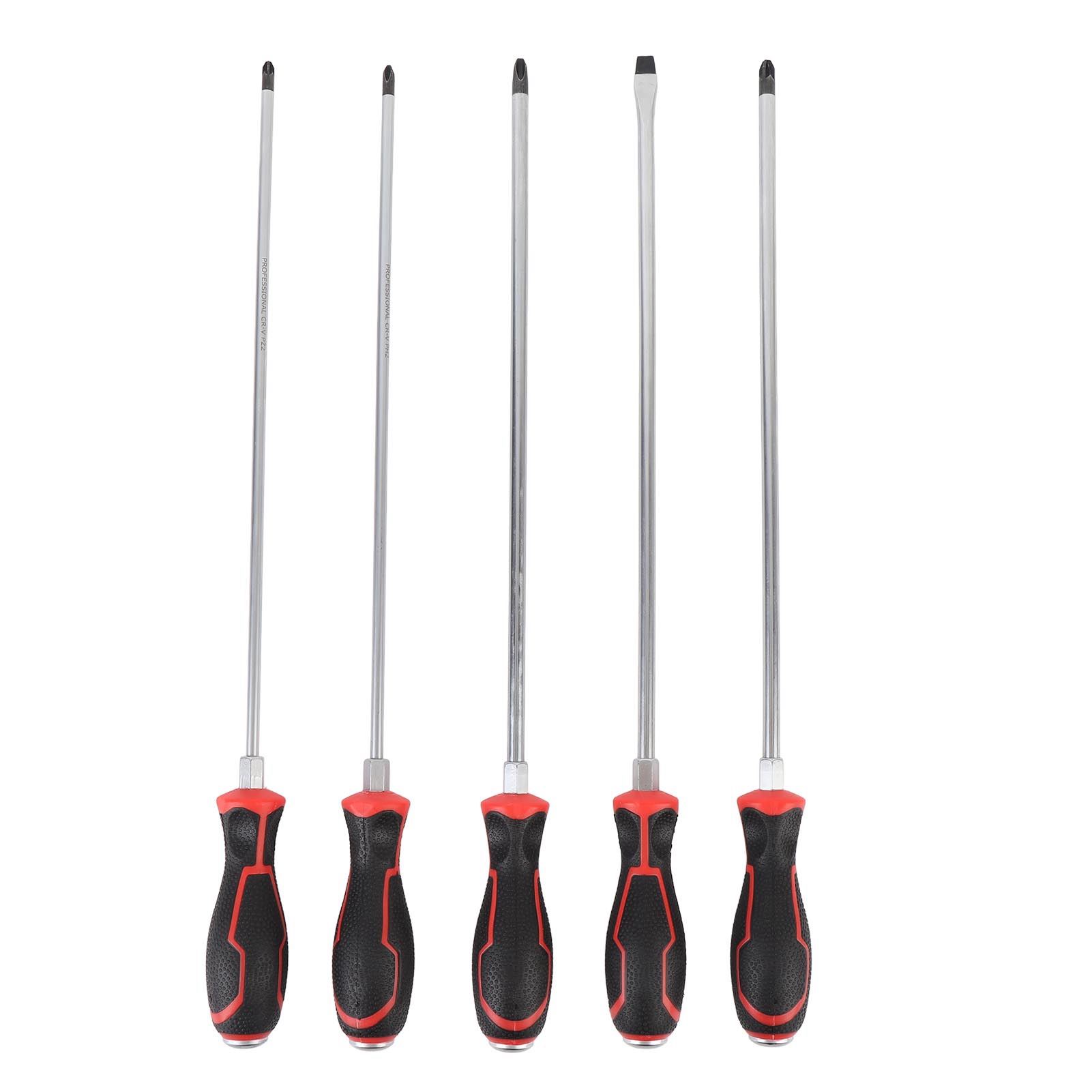 Set Mit 5 Extra Langen Magnetischen Cr-v-schraubendrehern Toivize Vt17954b, 450 Mm, Ph2, Ph3, Pz2, Pz3, 8 Mm Schlitz, Ergonomisch Für Den Kfz-bereich
