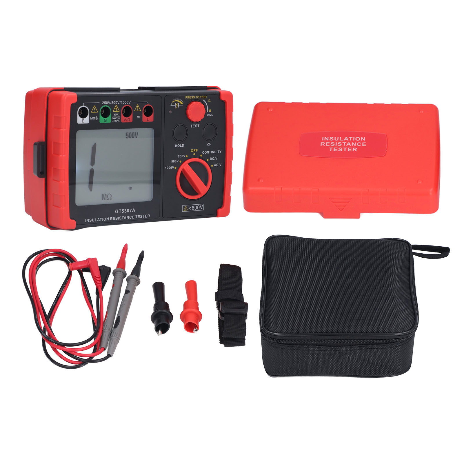 Toivize Gt5307a 250/500/1000v Digitaler Isolationsprüfer Mit Lcd-display Und Erdungswiderstandsmessung