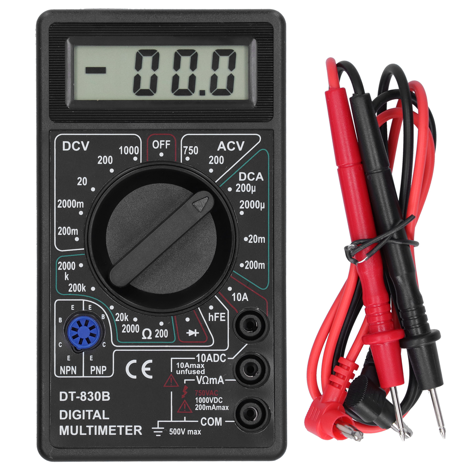 Kompaktes Digitales Multimeter Dt830b Aus Abs-kunststoff, 1999-stellige Lcd-anzeige, Misst Spannung, Strom, Widerstand, Dioden Und Hfe Ideal Für Professionelle Heimwerkerprojekte