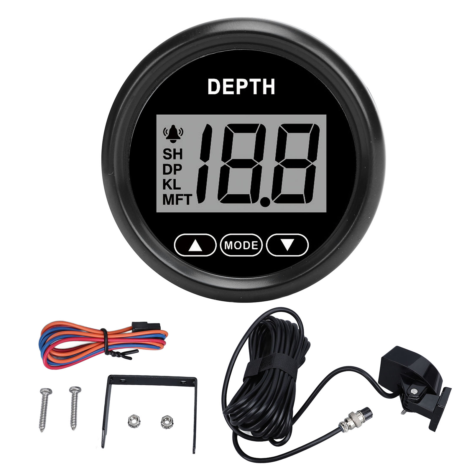 Toivize 52-mm-lcd-tiefenmesser, 12 V, Ip67 Wasserdicht, Alarm, Hintergrundbeleuchtung, Edelstahl Für Boote, Yachten Und Angeltouren