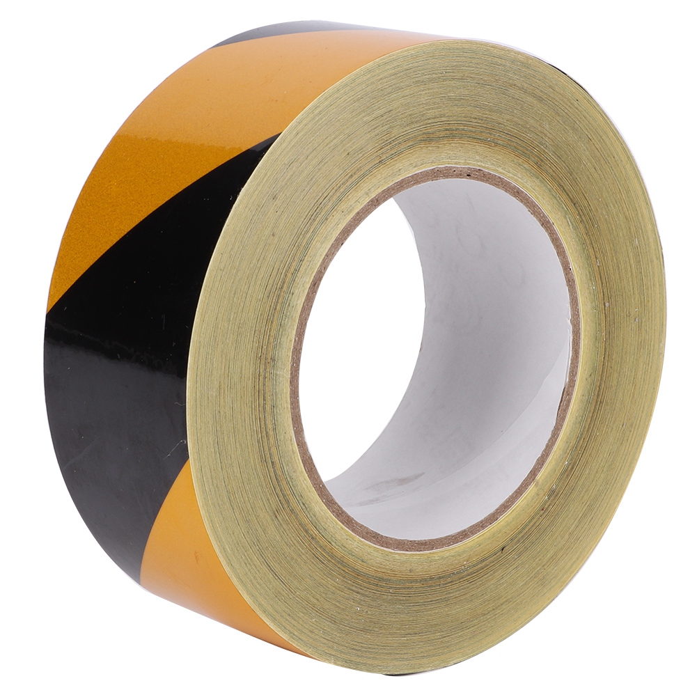 Selbstklebendes, Reflektierendes Pvc-sicherheitsband, Schwarz/gelb, 50 Mm X 46 M, Witterungs- Und Uv-beständig, Für Fahrzeug- Und Industriebeschilderung