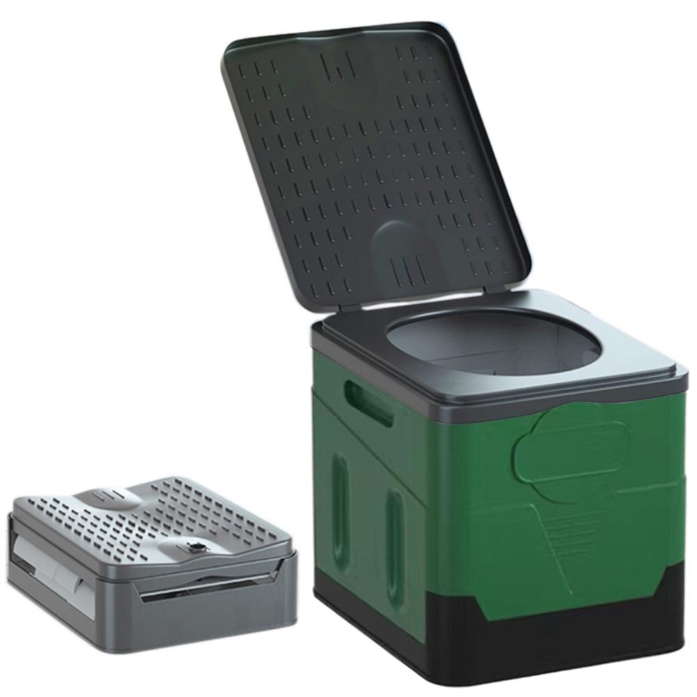 Yue Xing Hui 25l Faltbare Reisetoilette, Robustes Pp, Militärgrün, 31,5 X 30 X 27 Cm, Für Camping Und Auto