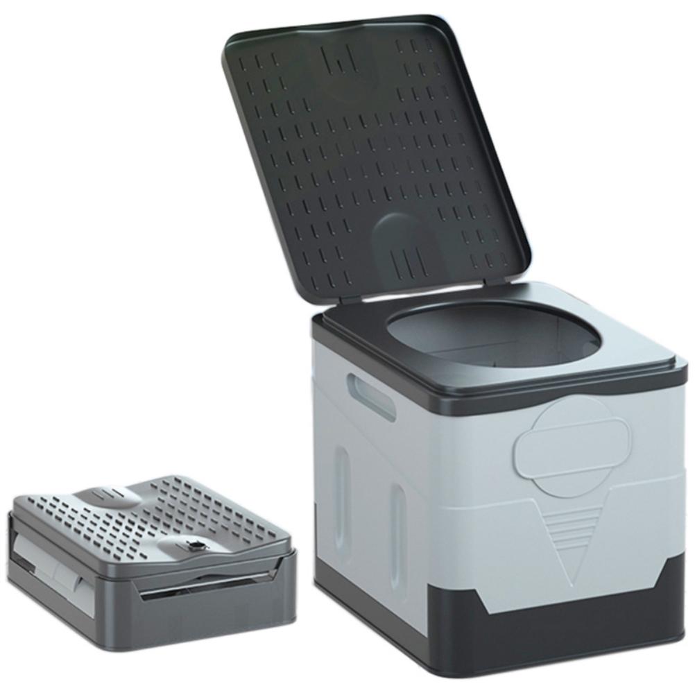 Toivize 25l Tragbare Falt-toilette, Pp, Schwarz/grau, 31,5 X 30 X 27 Cm, 150 Kg Tragkraft, Kompakt, Camping, Reisen, Auto, Notfall, Robust, Einfach Zu Bedienen