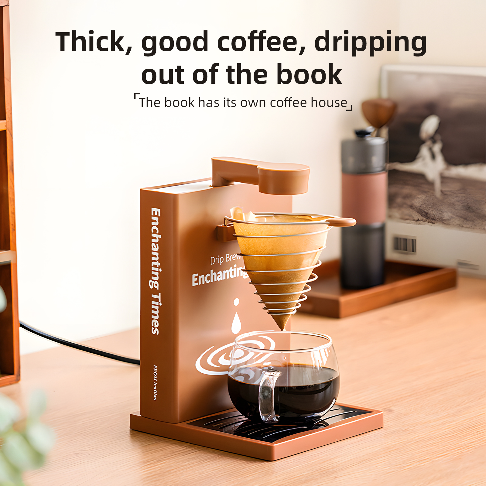 Toivize Manuelle Elektrische Kaffeemaschine, Faltbares Buchdesign, 300 Ml Fassungsvermögen, Schnelles Aufheizen Auf 95 °c, 400 W, Für Filterkaffee