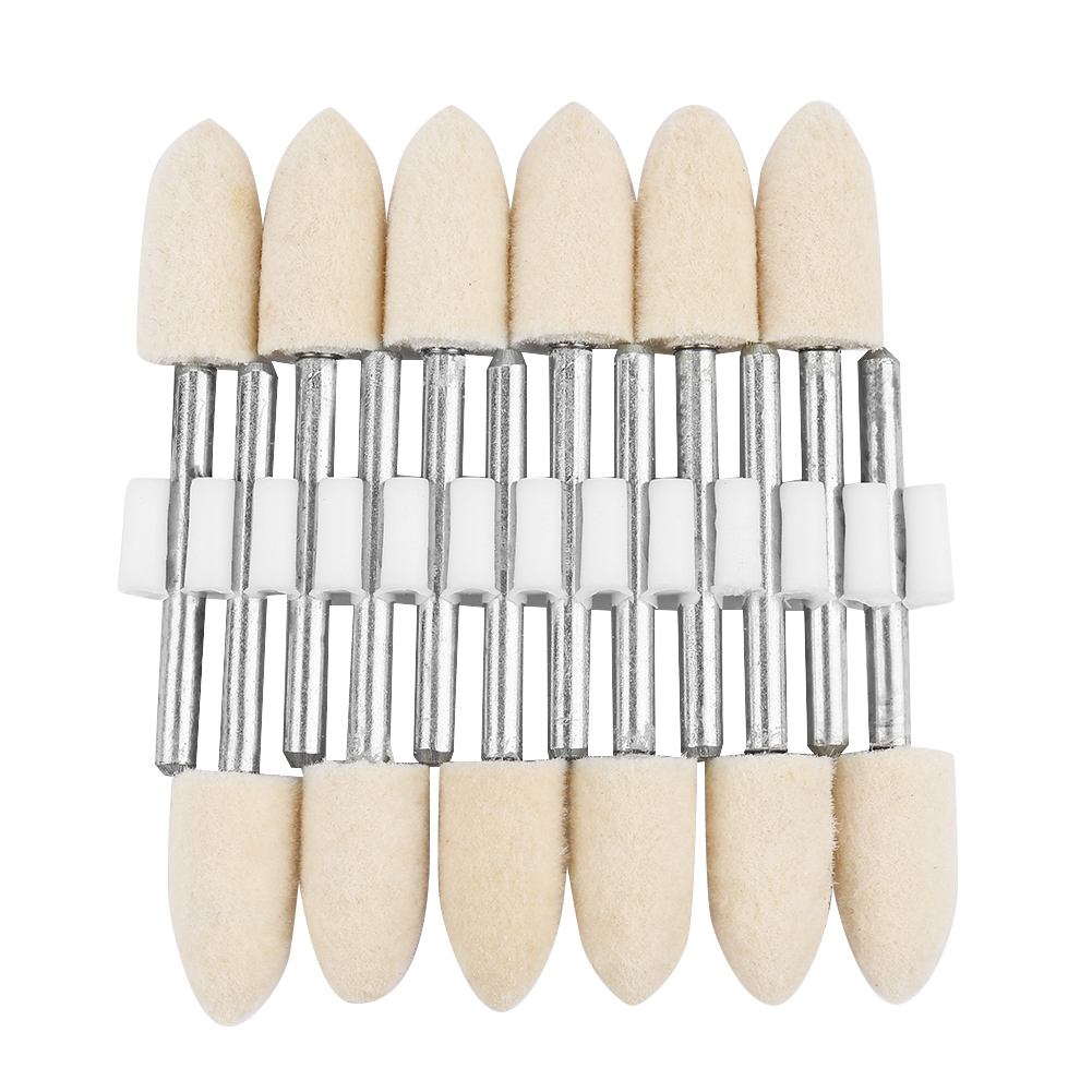 06 3 Mm X 10 Mm Konischer Wollpolierkopf Für Winkelschleifer, 12er-pack Filzspitzen, Glatte, Glänzende Stahloberfläche