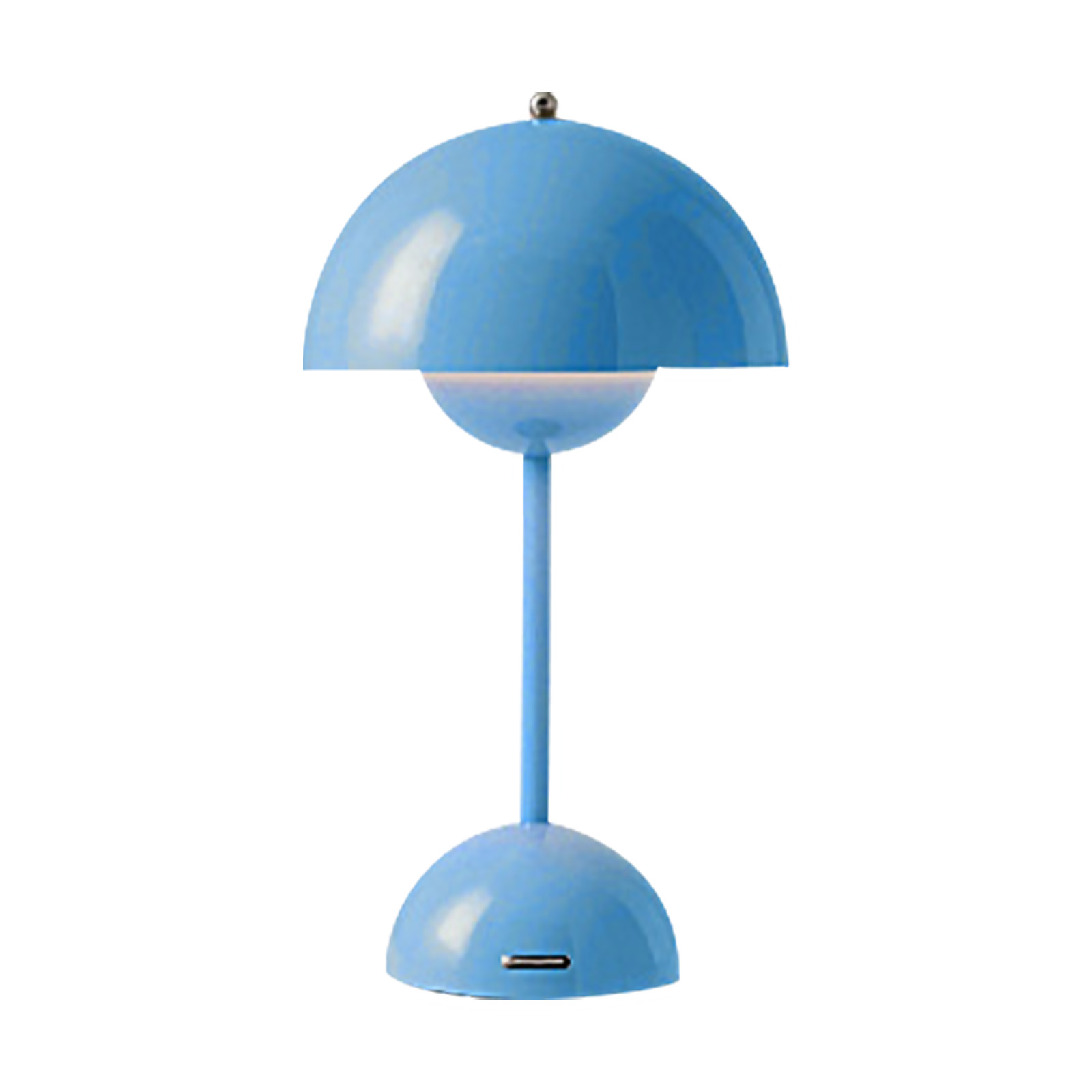 Wiederaufladbare, Kabellose Led-tischleuchte Mit Usb-anschluss (3600 Mah), Blauem Pvc-lampenschirm Und Schmiedeeisernem Fuß, 10 X 30 Cm, Elegantes Design Fürs Schlafzimmer