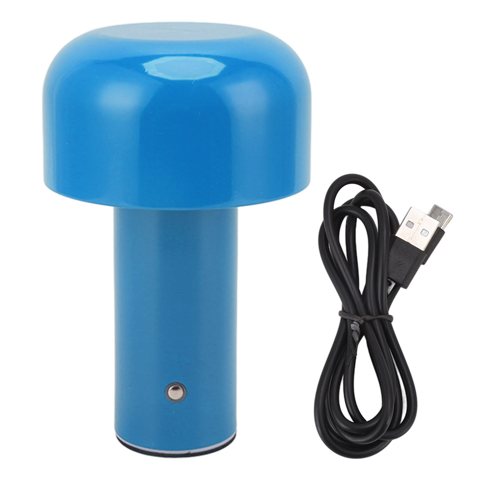 Pilzförmige Led-schreibtischlampe, Wiederaufladbar Über Usb-c, Touch-bedienung, 3 Farbtemperaturen, Blau, Modernes Design, Eisen Und Acryl