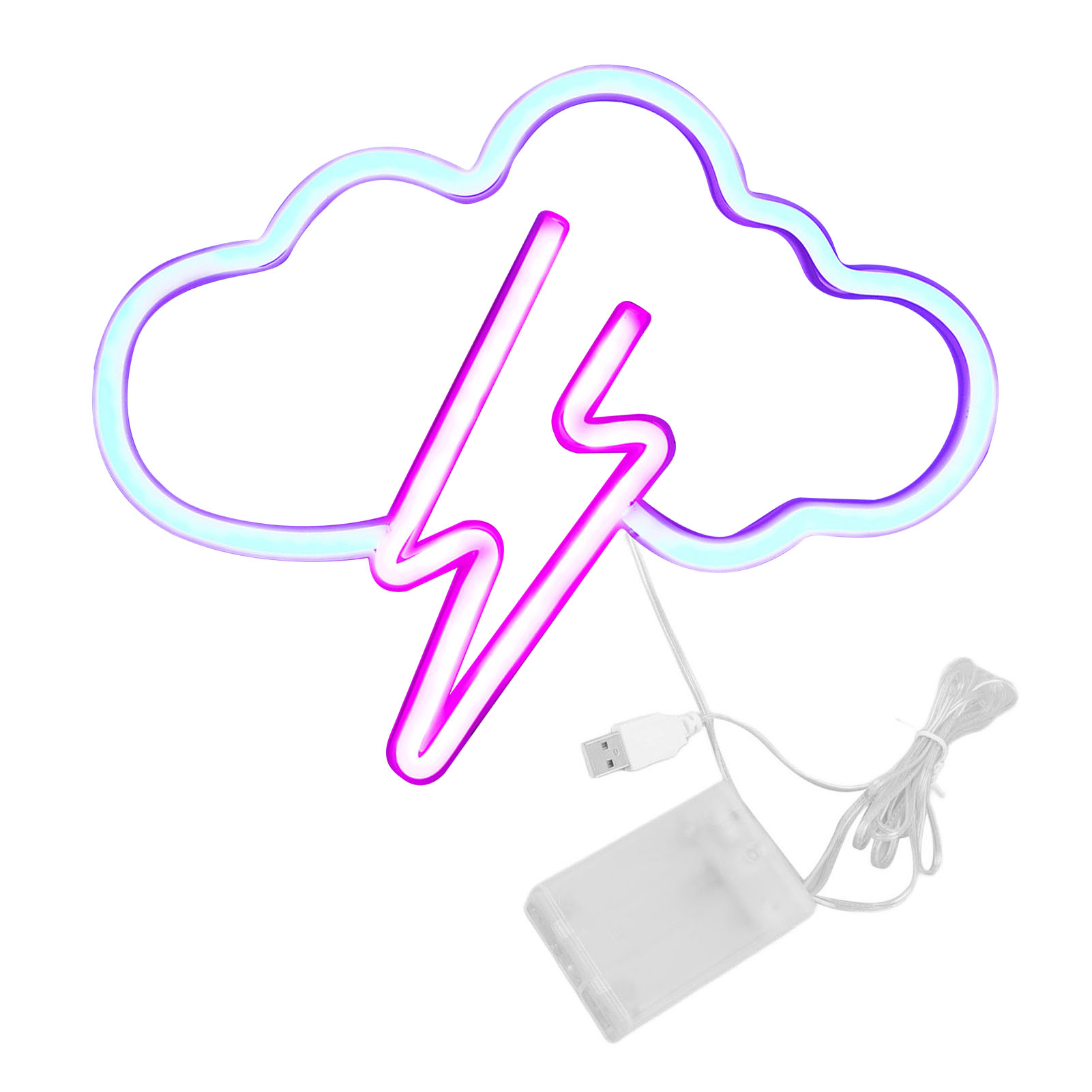 Led-neon-schild „wolke“, 29 X 24 Cm, Flexibles Pvc, Rosa/blaues Licht, Wanddekoration Für Den Innenbereich, Usb- Und Aa-batteriebetrieb, Modernes Design