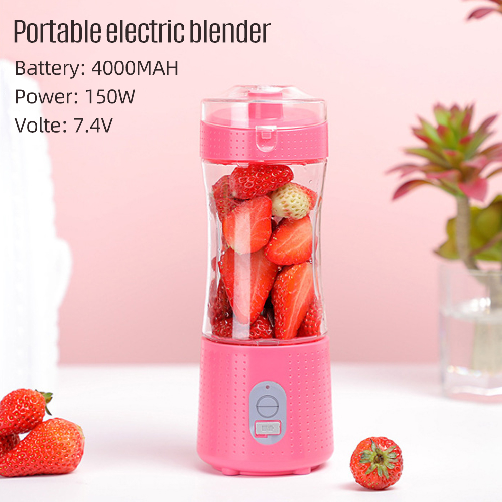 Tragbarer, Wiederaufladbarer Standmixer Mit 4000 Mah Akku Für Smoothies Und Säfte, 380 Ml Fassungsvermögen, 6 Edelstahlklingen, Usb-anschluss, Kompakt Und Leistungsstark (150 W).