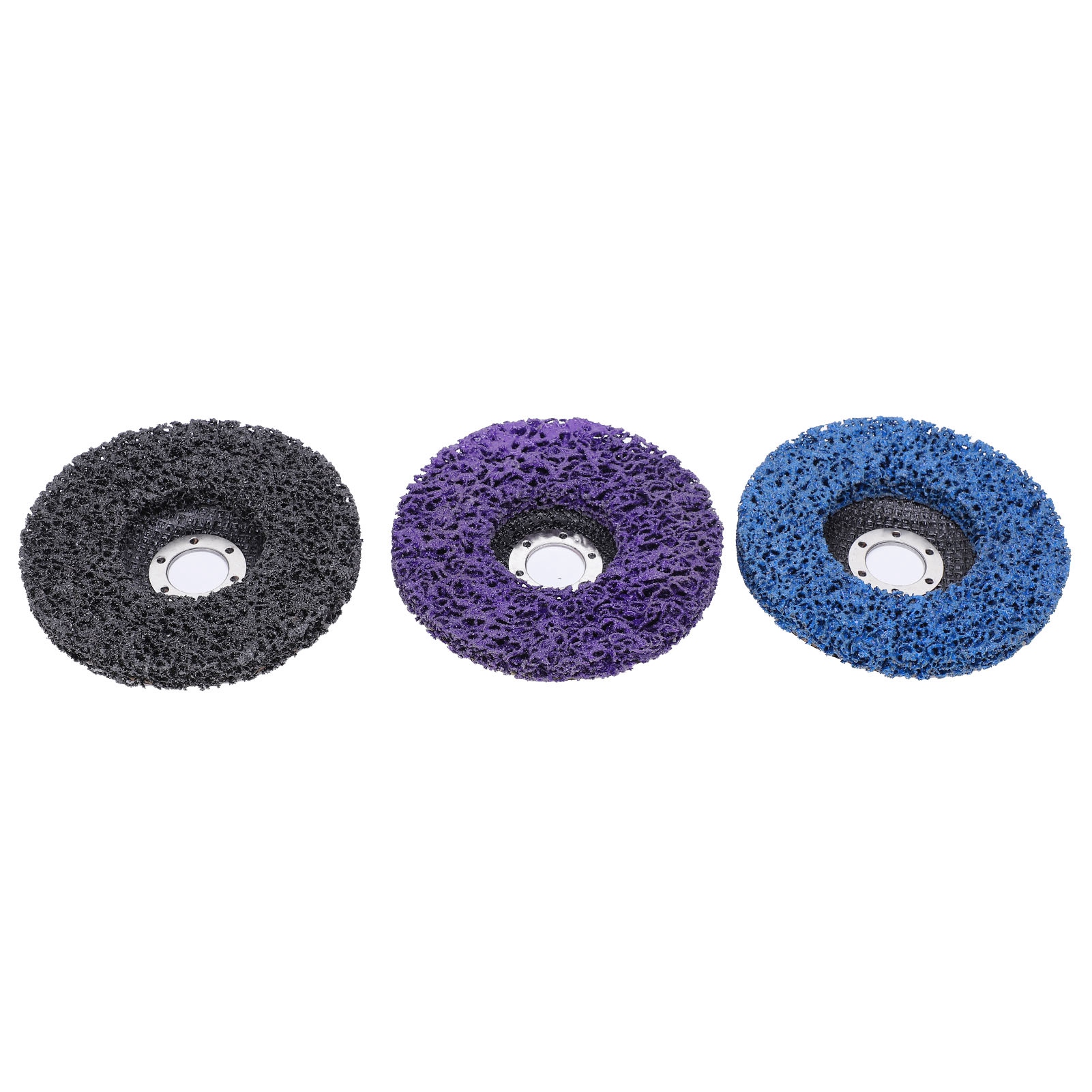 Set Mit 3 Polierscheiben Ø115 Mm – Elastisches Harz, Blau/schwarz/lila, Für Winkelschleifer, Geräuschloses Und Staubfreies Entlacken