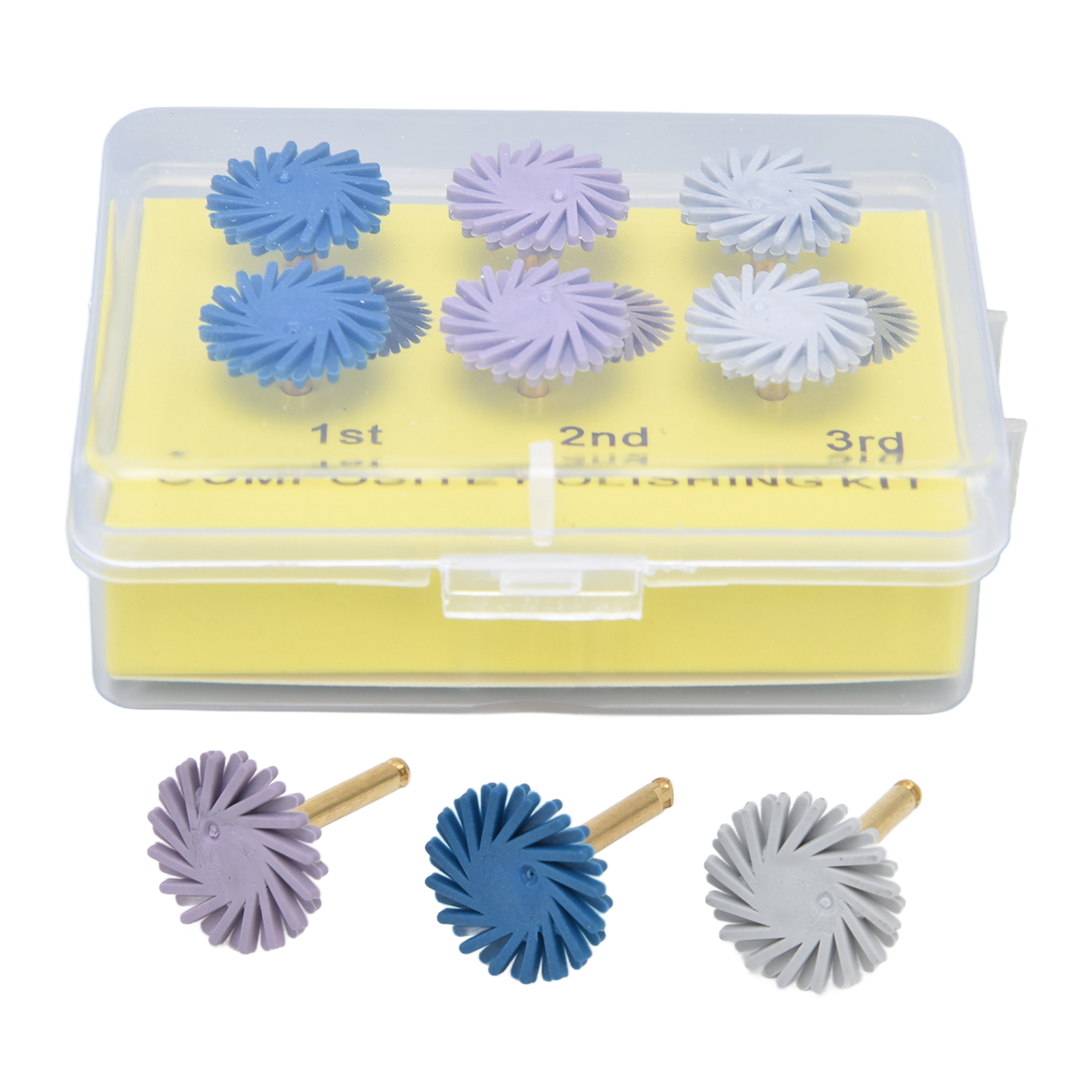 Set Mit 6 Polierscheiben Aus Kunststoff Für Die Zahnreinigung – Toivize. Gleitet Sanft Und Sorgt Für Ein Glattes, Glänzendes Finish. Grob Blau, Mittel Rot, Fein Grau.