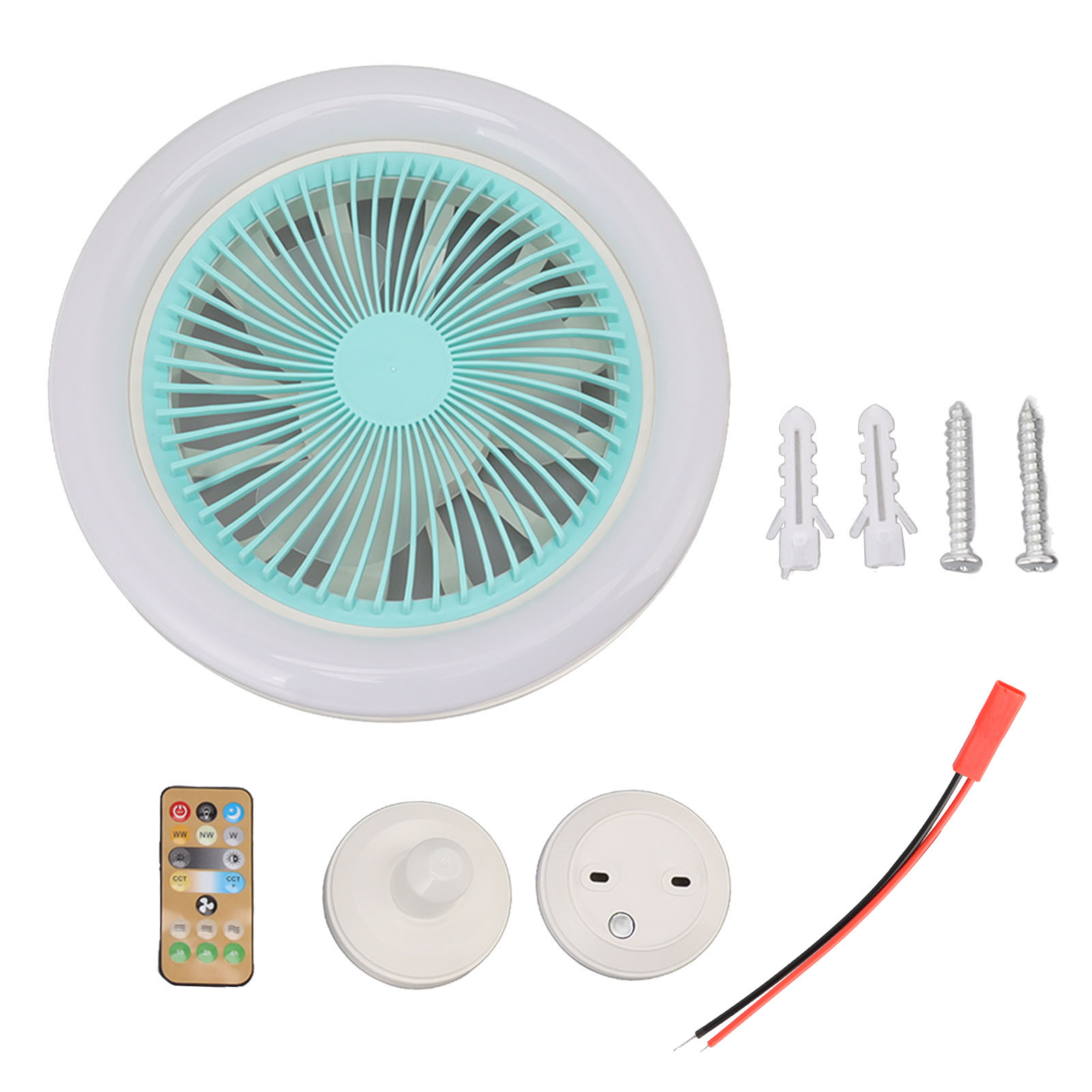 9,8-zoll-led-deckenventilator Mit Integrierter Beleuchtung, Leisem Betrieb, Fernbedienung, Blau, Abs+pc, 36 W, Ideal Fürs Schlafzimmer