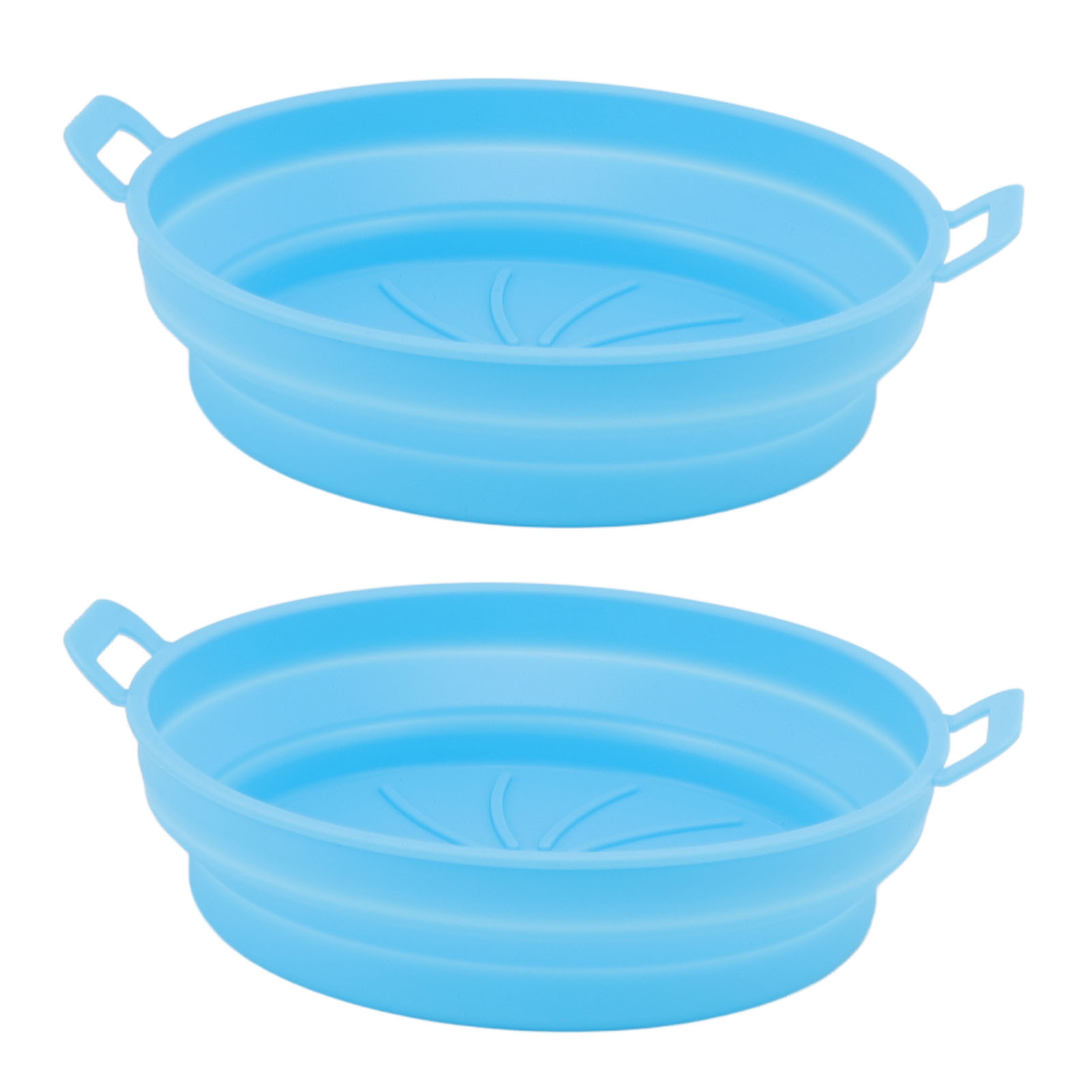Set Mit 2 Silikon-heißluftfritteusenkörben, 19 Cm, Blau, Antihaftbeschichtet, Hitzebeständig Bis 230 °c, Integrierte Griffe, Spülmaschinenfest