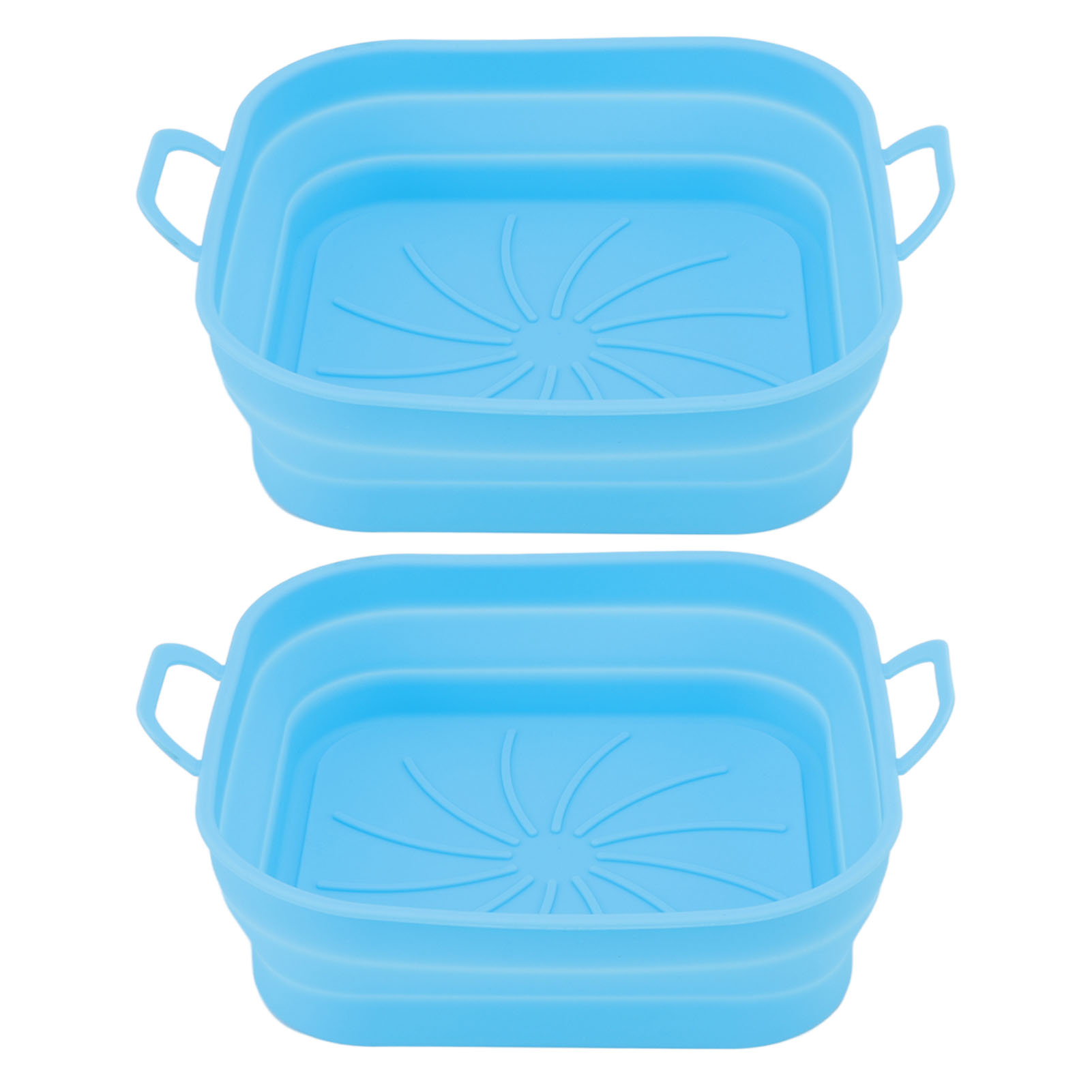 Set Mit 2 Silikon-heißluftfritteusenkörben, Hitzebeständig Bis 220 °c, Antihaftbeschichtet, Blau, Wiederverwendbar Und Leicht Zu Reinigen