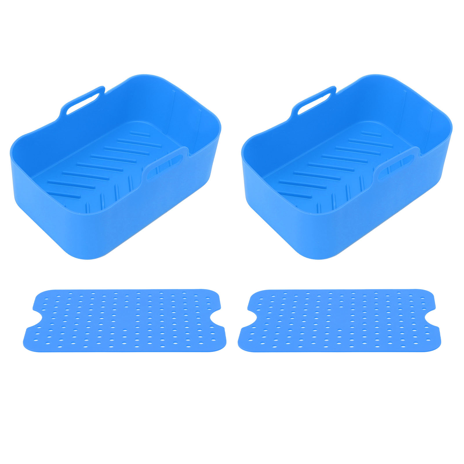 2er-set Wiederverwendbare Silikonkörbe Und -matten Für Ninja Dz201 Foodi 8qt Heißluftfritteuse, Antihaftbeschichtet, Blau