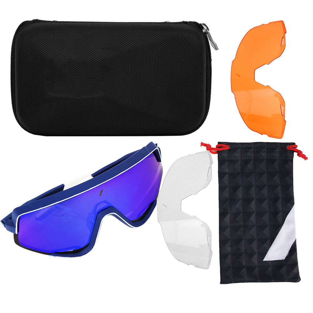 Toivize Polarisierte Radbrille, Blauer Rahmen, Wechselgläser, Uv100-schutz Für Mountainbiken Und Radfahren Im Freien