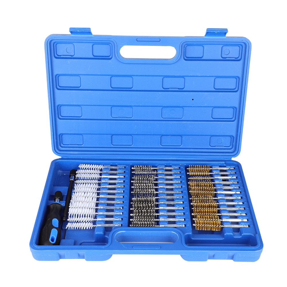 Set Mit 38 Drahtbürsten Mit 1/4"-sechskantgriffen Aus Edelstahl, Messing Und Nylon – Blaue Schachtel