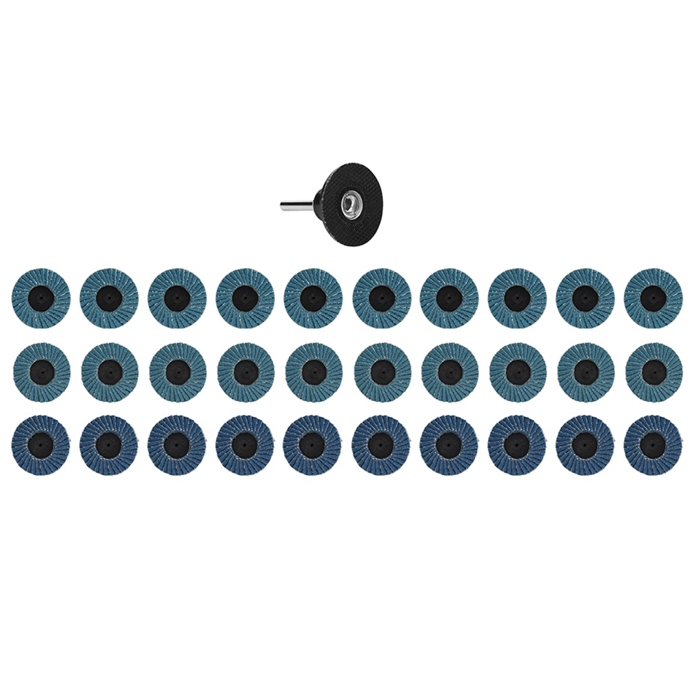 Satz Mit 31 50-mm-schleifscheiben, Körnung 40/60/80, Blaues Aluminium-zirkonium Für Winkelschleifer