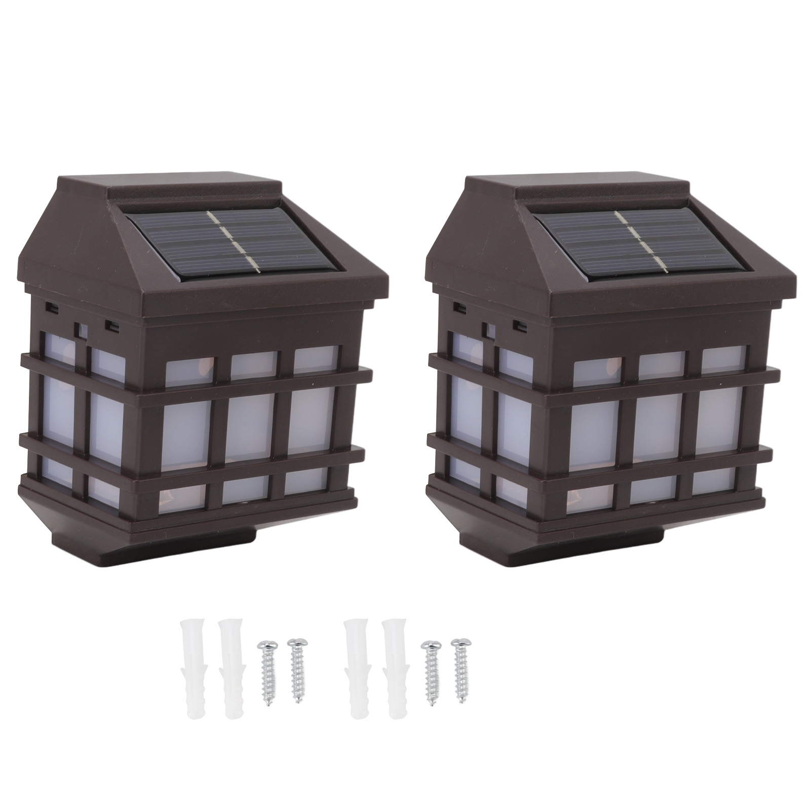 2er-set Wasserdichte Led-solar-wandleuchten Im Retro-design, Kaltweißes Abs, Für Garten, Hof, Villa, Automatische Außenbeleuchtung