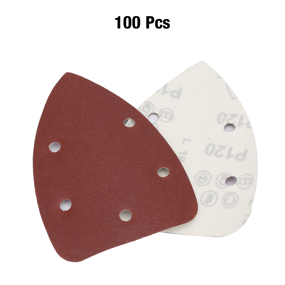 Dreieckige Schleifscheiben 140 X 90 Mm, Körnung 120, Aluminiumoxid, 5 Löcher Für Schleifmaschinen, 100er-packung