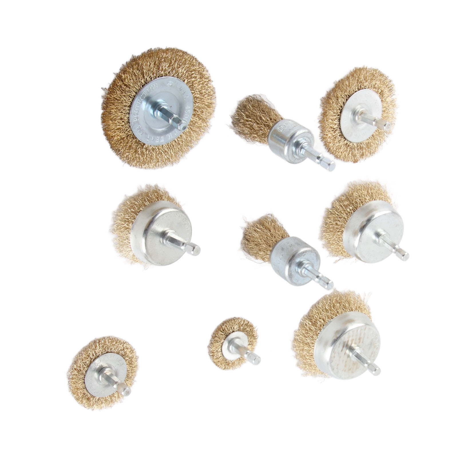 Set Mit 9 Metallbohrbürsten Für Stahl Und Messing, 1/4"-sechskantschaft, Zum Entlacken Von Holz Und Metall
