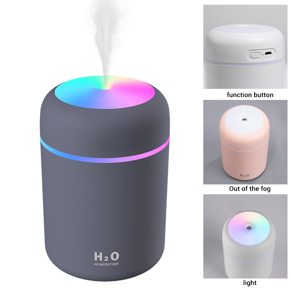 300-ml-usb-luftbefeuchter, Geräuschloses Led-nachtlicht, Kompaktes, Modernes Design, Dunkelgrau, Dauerbetrieb
