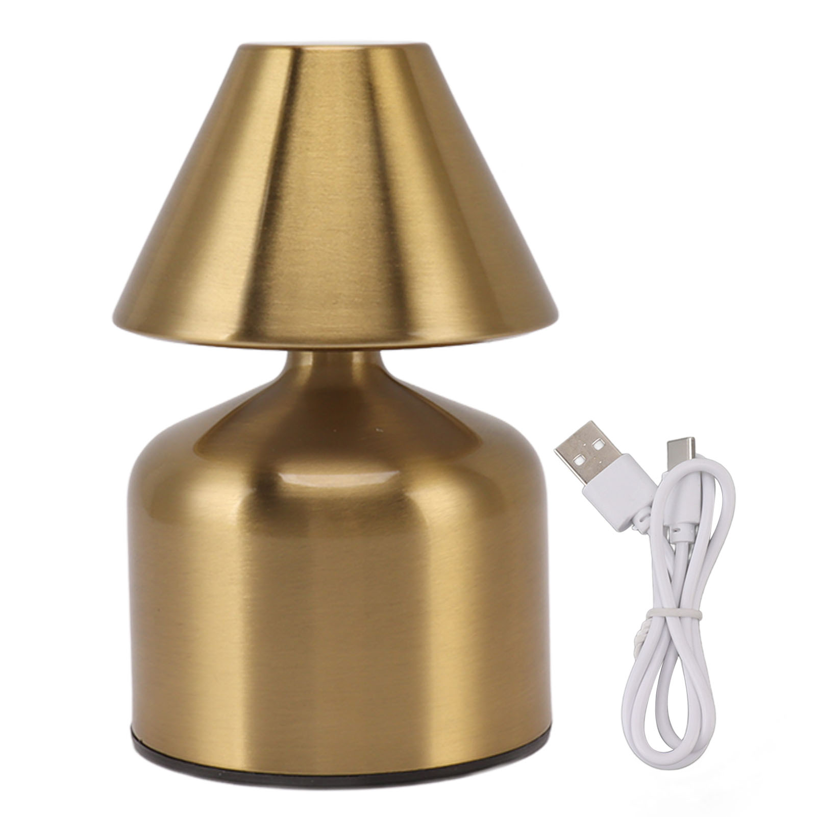 Kabellose 3-w-touch-schreibtischlampe, Goldfarbenes Metallgehäuse, 1800-mah-akku (usb-aufladbar), Stufenlose Dimmfunktion, Warmweißes Licht, Kompaktes Design, Ideal Für Schlafzimmer Oder Büro