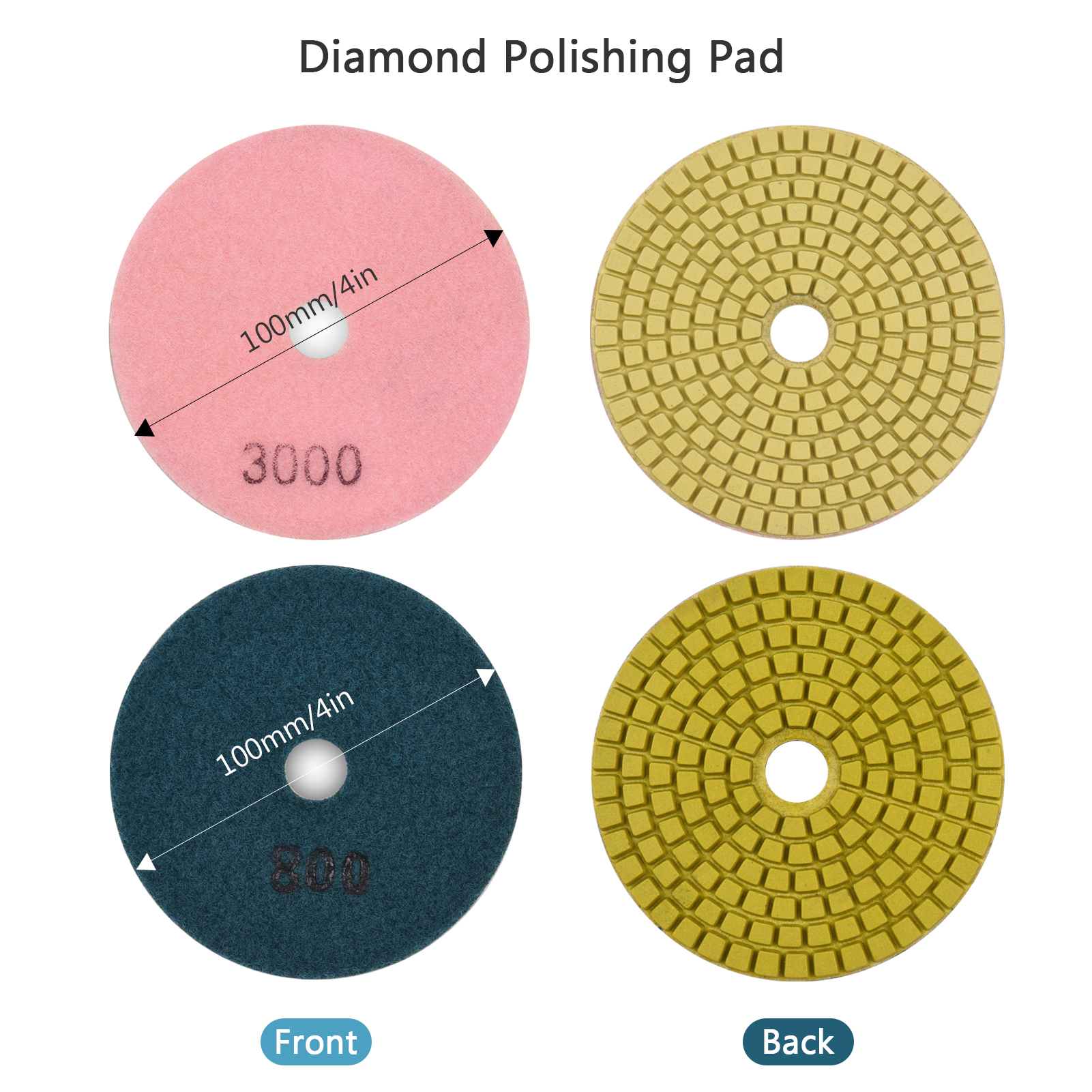 Set Mit 14 Diamantpolierscheiben (100 Mm) – Körnungen 50 Bis 3000 Für Granit, Marmor Und Beton – Komplettset Mit Klettverschluss