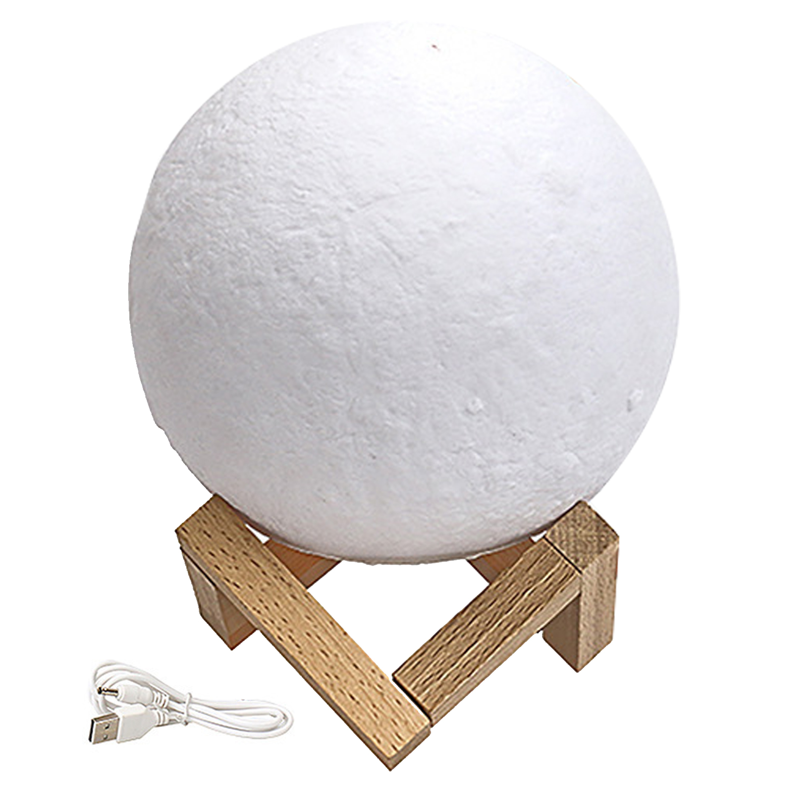 Toivize 3d-mond-nachtlicht, 8 Cm, Touch-steuerung, Usb-aufladbar, Warmweiß/gelb, Kunststoff, Beruhigende Innendekoration