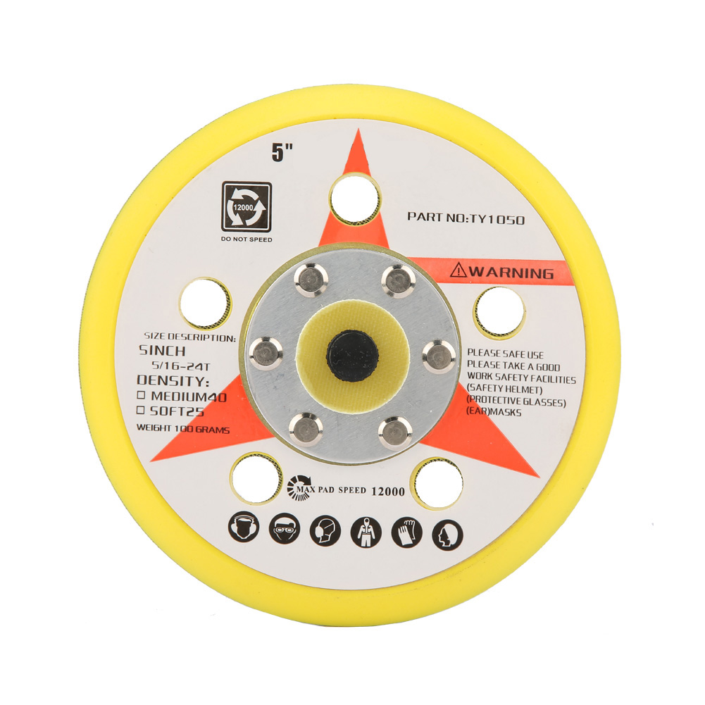 Selbstklebende Pneumatische Schleifscheibe Nr. 03, 12,5 Cm, 5 Löcher, M8, Pu-leder, Für Winkelschleifer