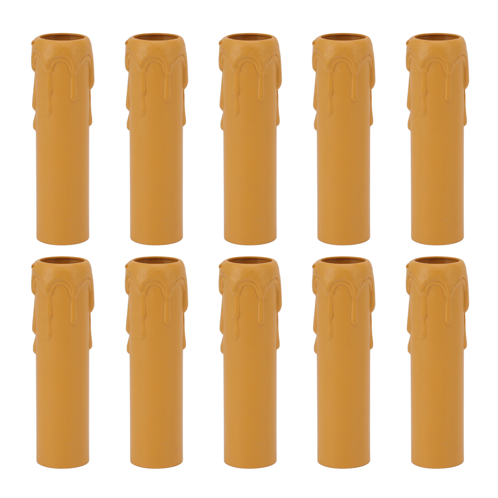 E14 Kerzenlampenschirme – 10er-pack – Schwer Entflammbares Abs – Imitation Von Geschmolzenem Gelbem Wachs – Höhe 10 Cm – Elegantes Vintage-dekor