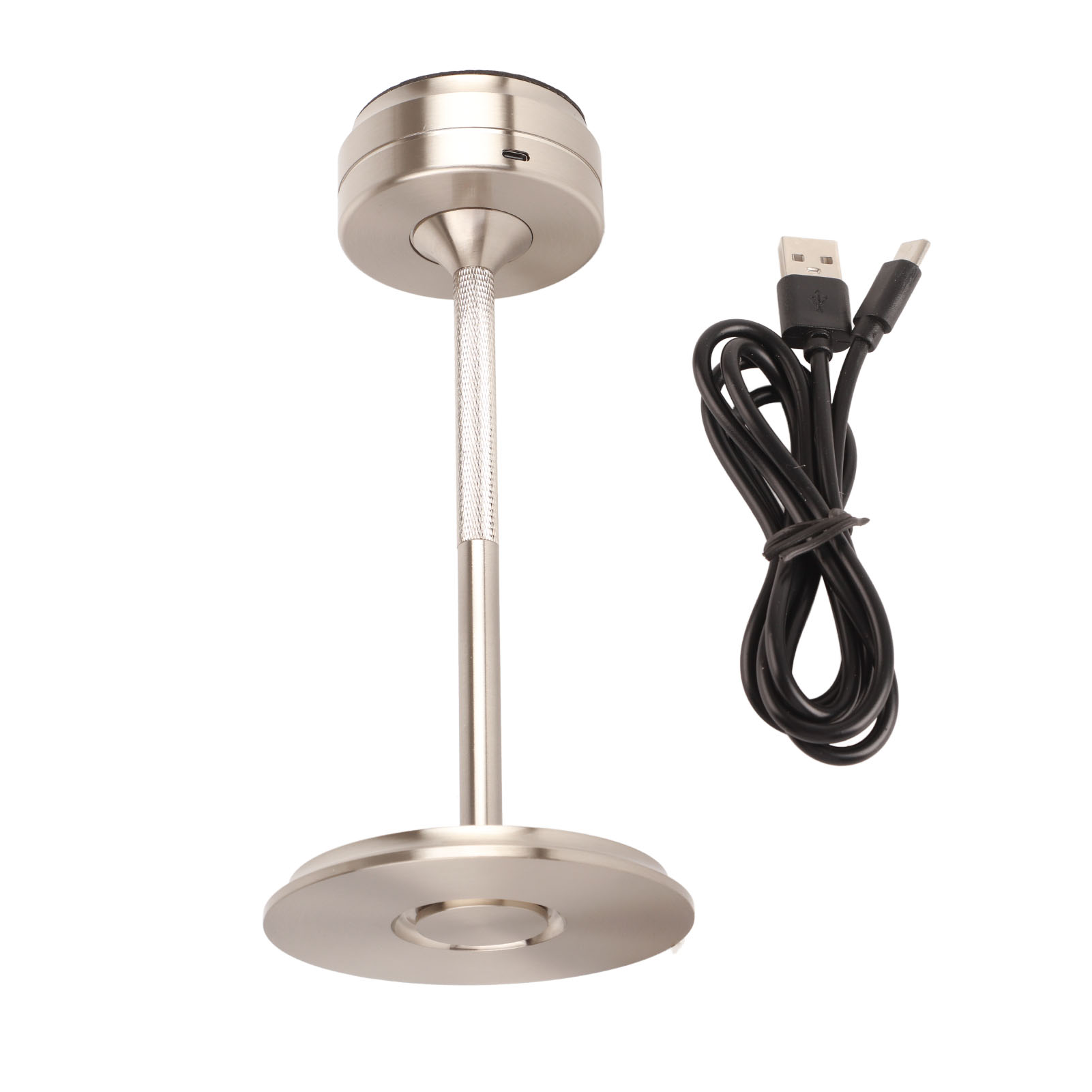 Kabellose Led-schreibtischlampe Von Toivize Aus Silberfarbenem Aluminium, Usb-aufladbar, 3 Helligkeitsstufen, 28,5 Cm, Modernes Schwenkdesign
