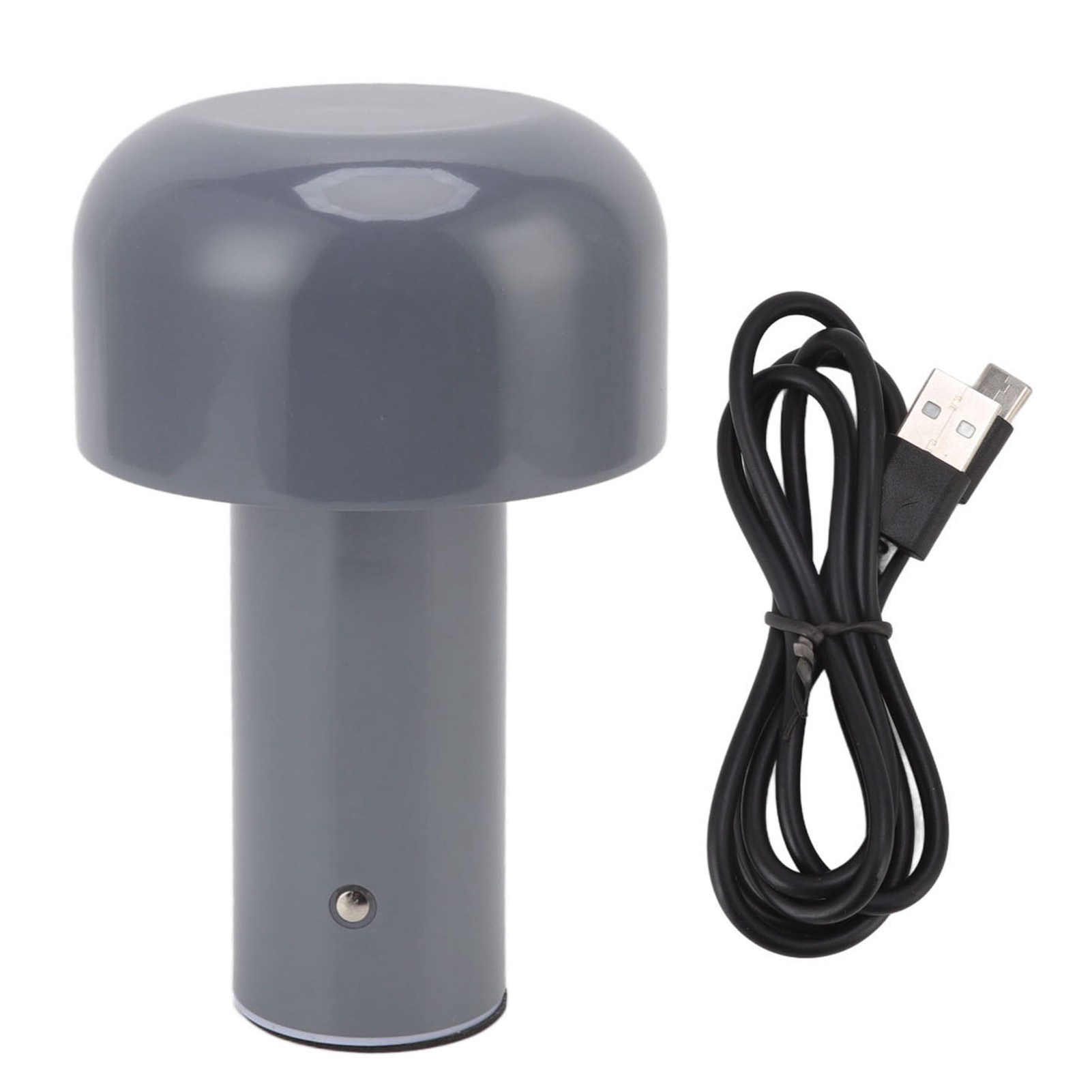 Moderne, Mausgraue, Wiederaufladbare Usb-touch-pilzlampe Mit Einstellbarer Led-beleuchtung In 3 Farbtemperatur- Und Helligkeitsstufen, Ideal Für Schlafzimmer, Büro Und Wohnzimmer.