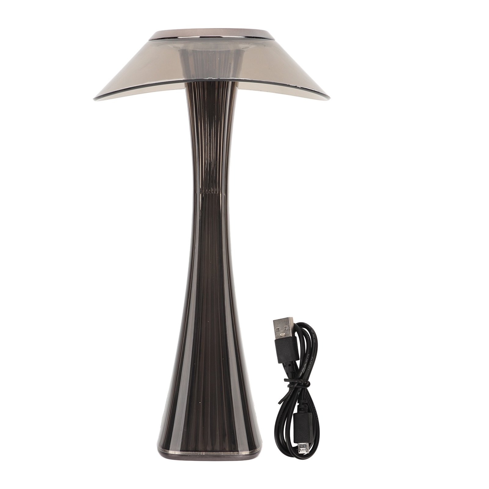 Wiederaufladbare Led-tischleuchte Mit Kabelloser Touch-steuerung, 3 Farbtemperatureinstellungen, Rauchgraues Polycarbonat, Modernes Design Für Elegante Und Funktionale Interieurs