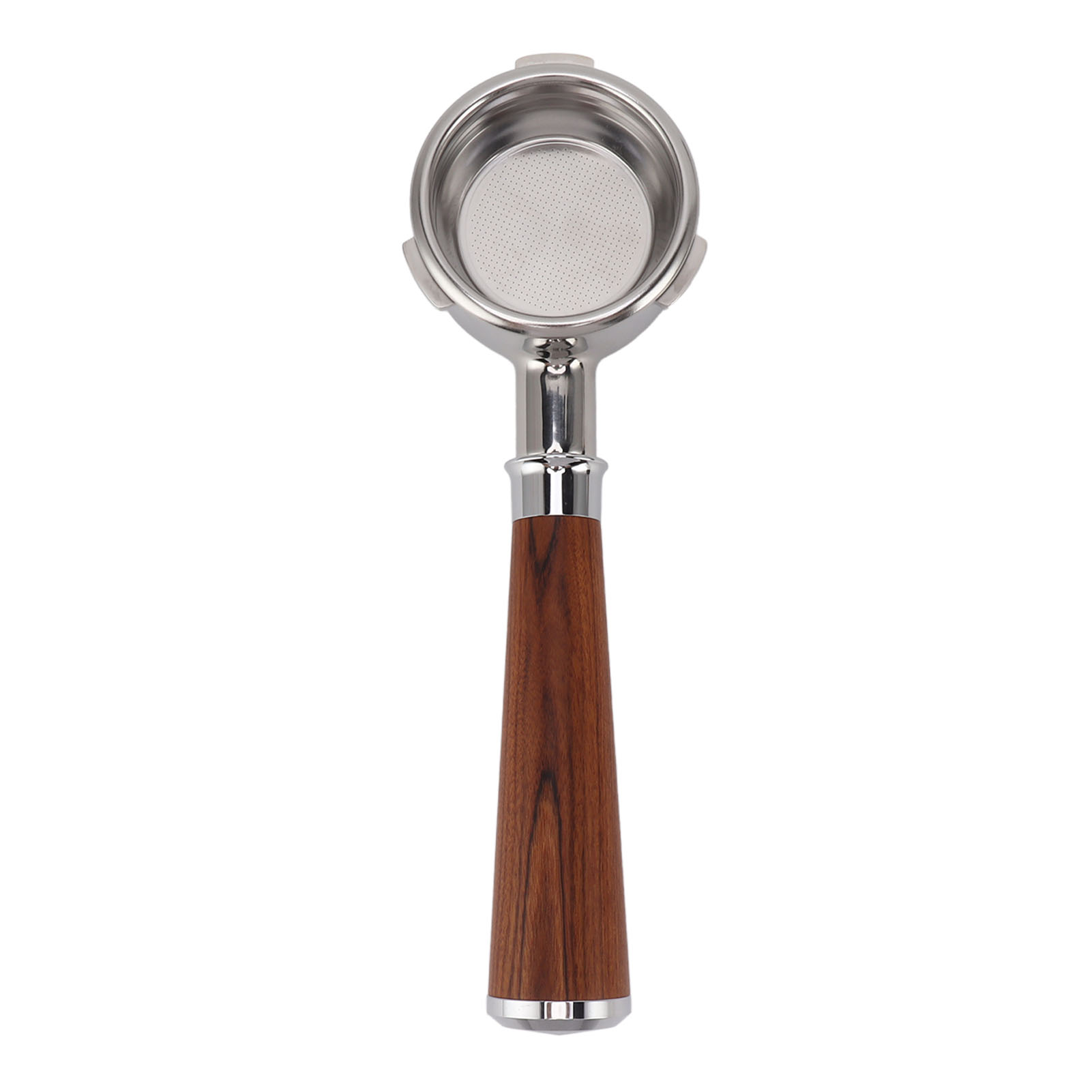 Bodenloser, 58 Mm Großer, Barsetto-kompatibler Edelstahl-siebträger Mit Griff Aus Rotem Mahagoniholz Für Die Espresso-extraktion
