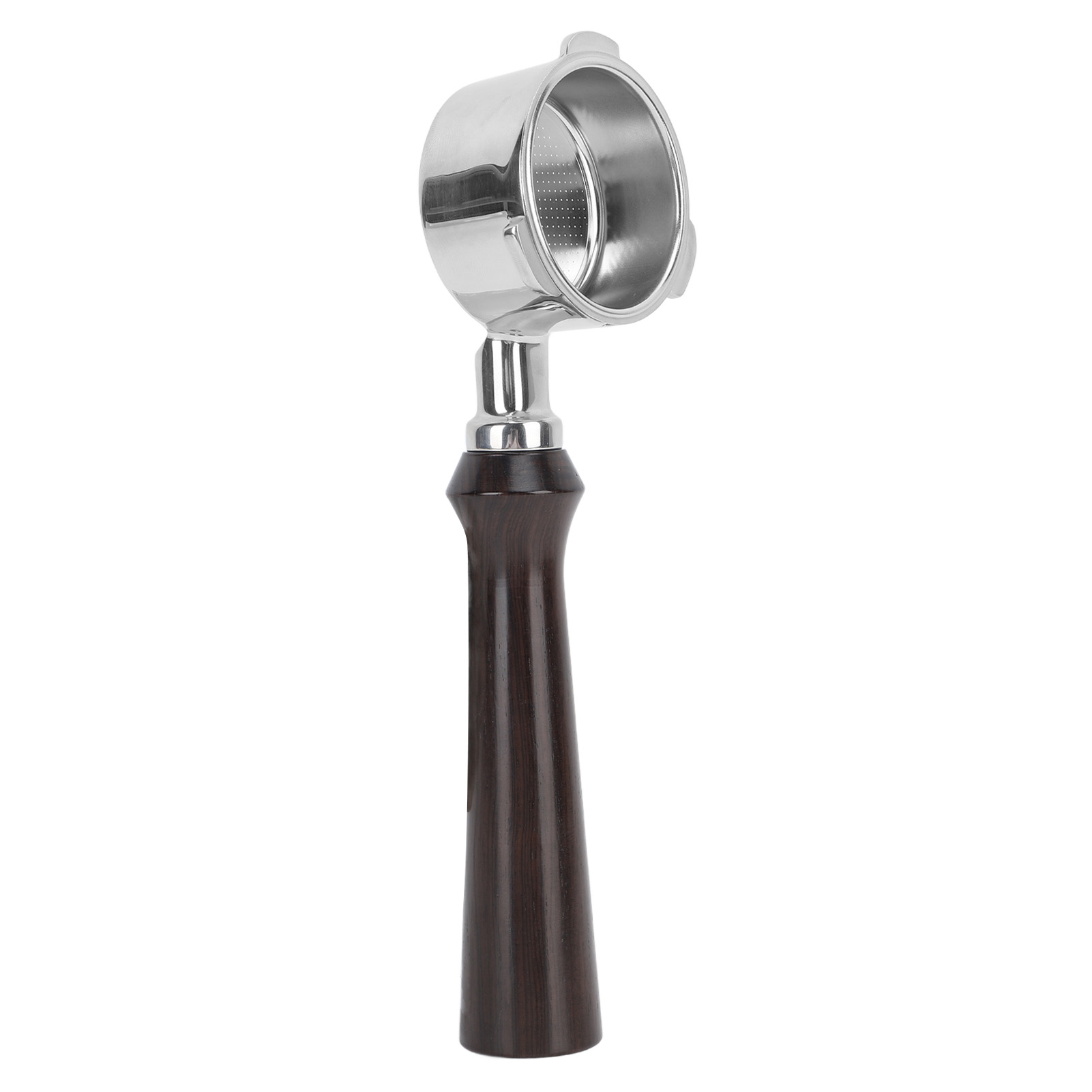 Bodenloser 51-mm-edelstahl-siebträger Mit Dreiohrigem Holzgriff, Kompatibel Mit Der Donlim Petrus Espresso-extraktion