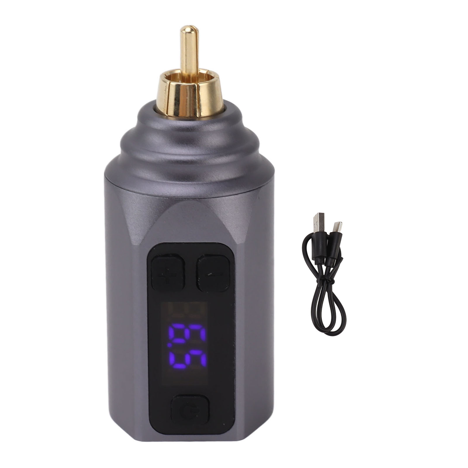 Kabelloses Netzteil Für Tätowierer – 1500-mah-akku, Graues Aluminiumgehäuse, Usb-c-ladeanschluss, Leicht Und Stabil, Rca-kompatibel