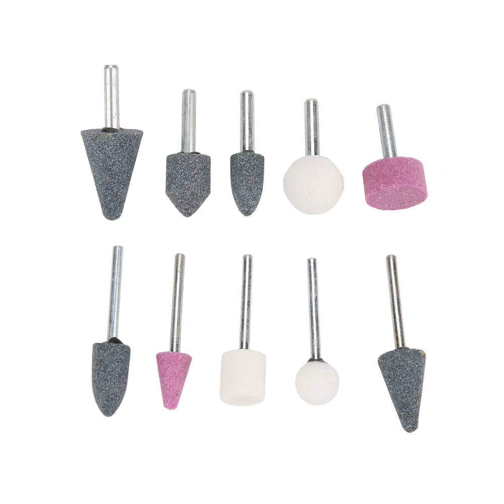 10-teiliges Set Steinpolierscheiben – 3/6 Mm Schaft, Korund, Für Rotationswerkzeuge, Zum Entlacken Und Für Die Präzisionsbearbeitung Von Metall Und Holz