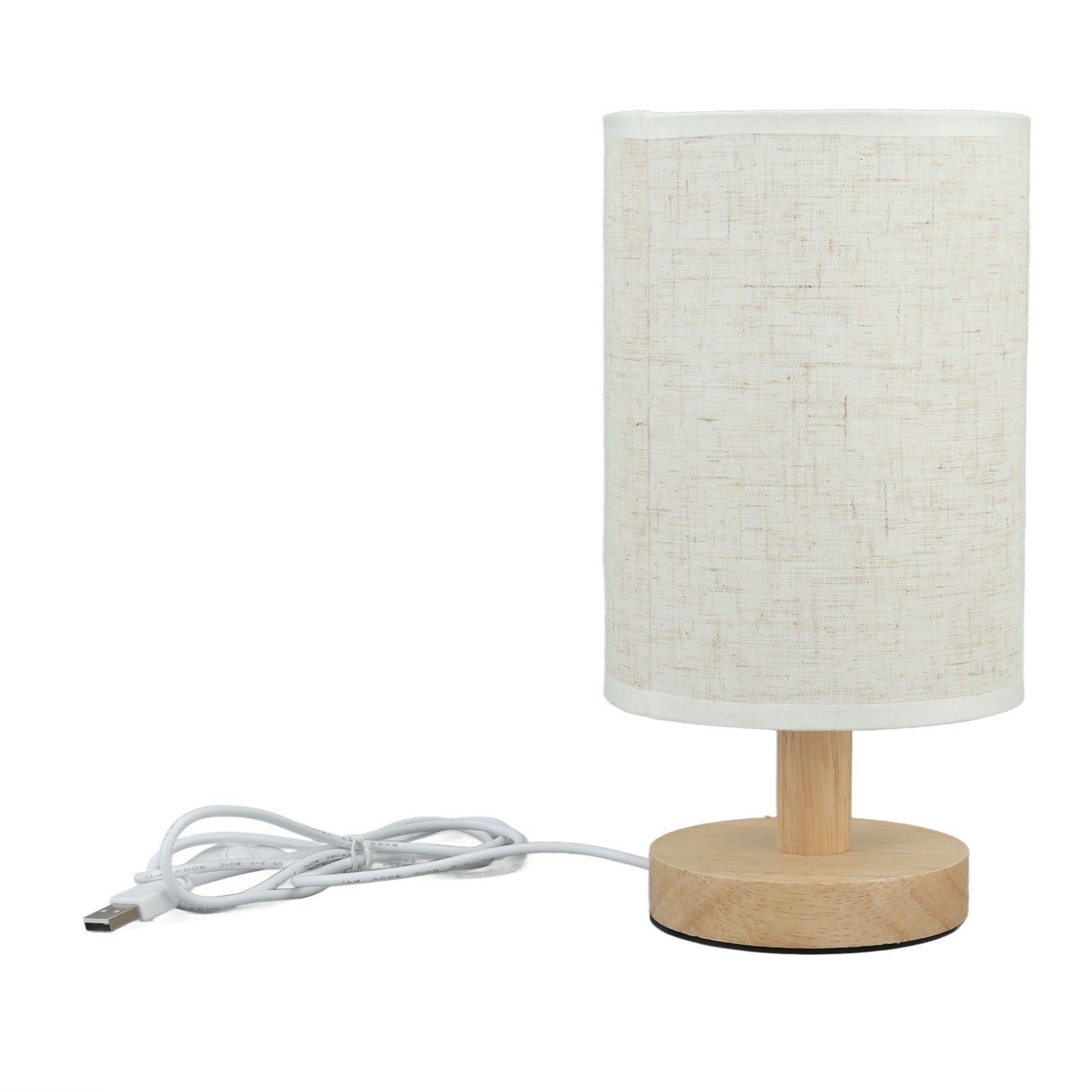 Usb-led-tischleuchte Mit Grauem Leinenschirm, Minimalistisches Skandinavisches Design, Stufenlos Dimmbare Helligkeit, 26 X 13 Cm