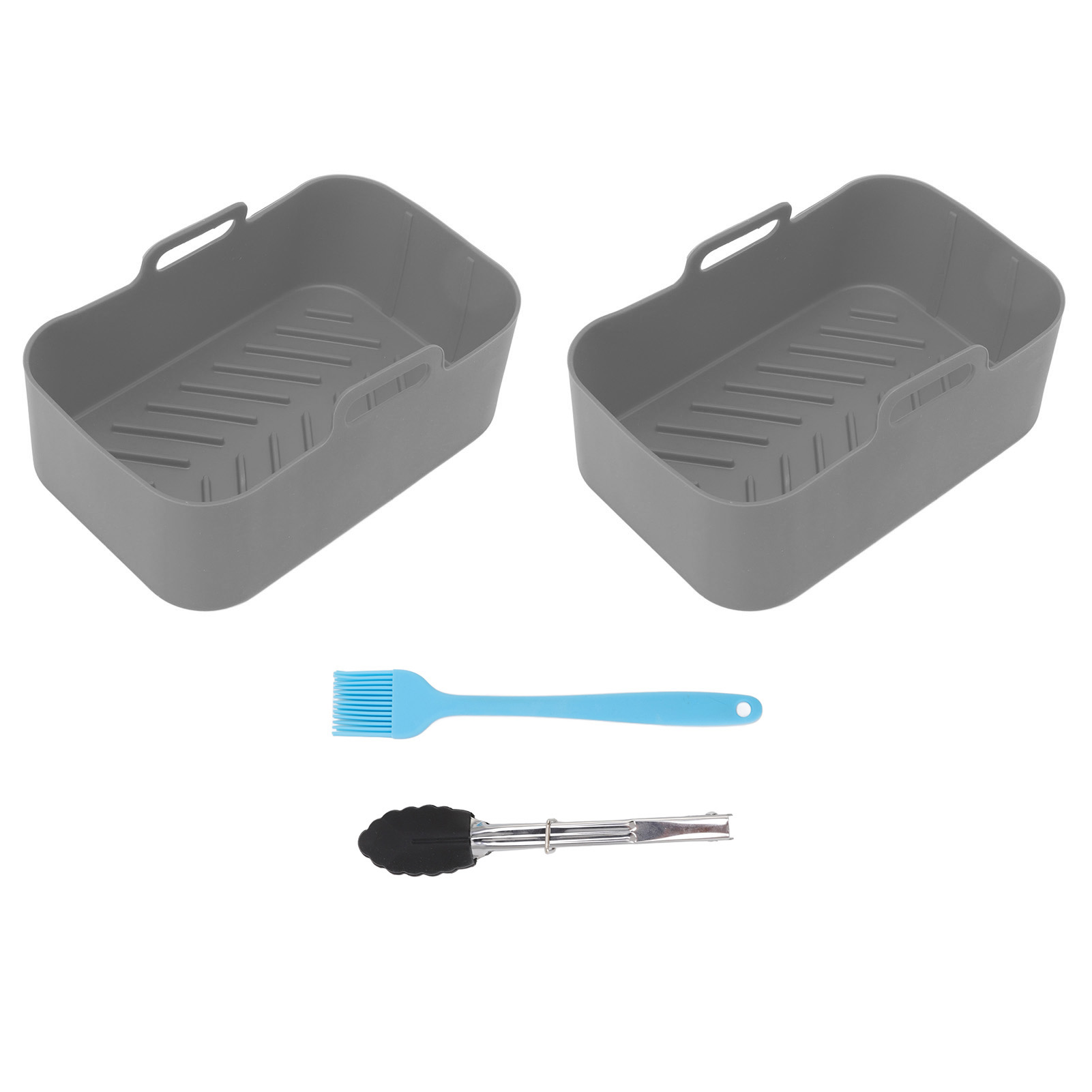 2er-set Silikon-einsätze Für Die Air Ninja Dz201 Foodi 8qt Fritteuse, Antihaftbeschichtet, Bpa-frei, Mit Bürste Und Zange, Grau