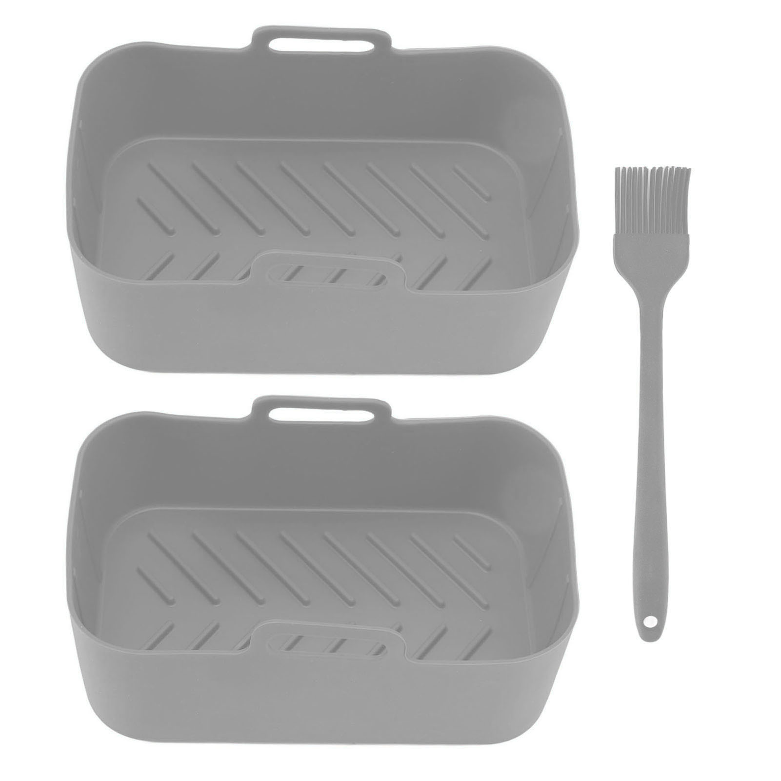 2er-set Silikon-heißluftfritteusenkörbe Für Ninja Dz201 Foodi 8qt – Hitzebeständig Bis 230 °c, Antihaftbeschichtet, Grau