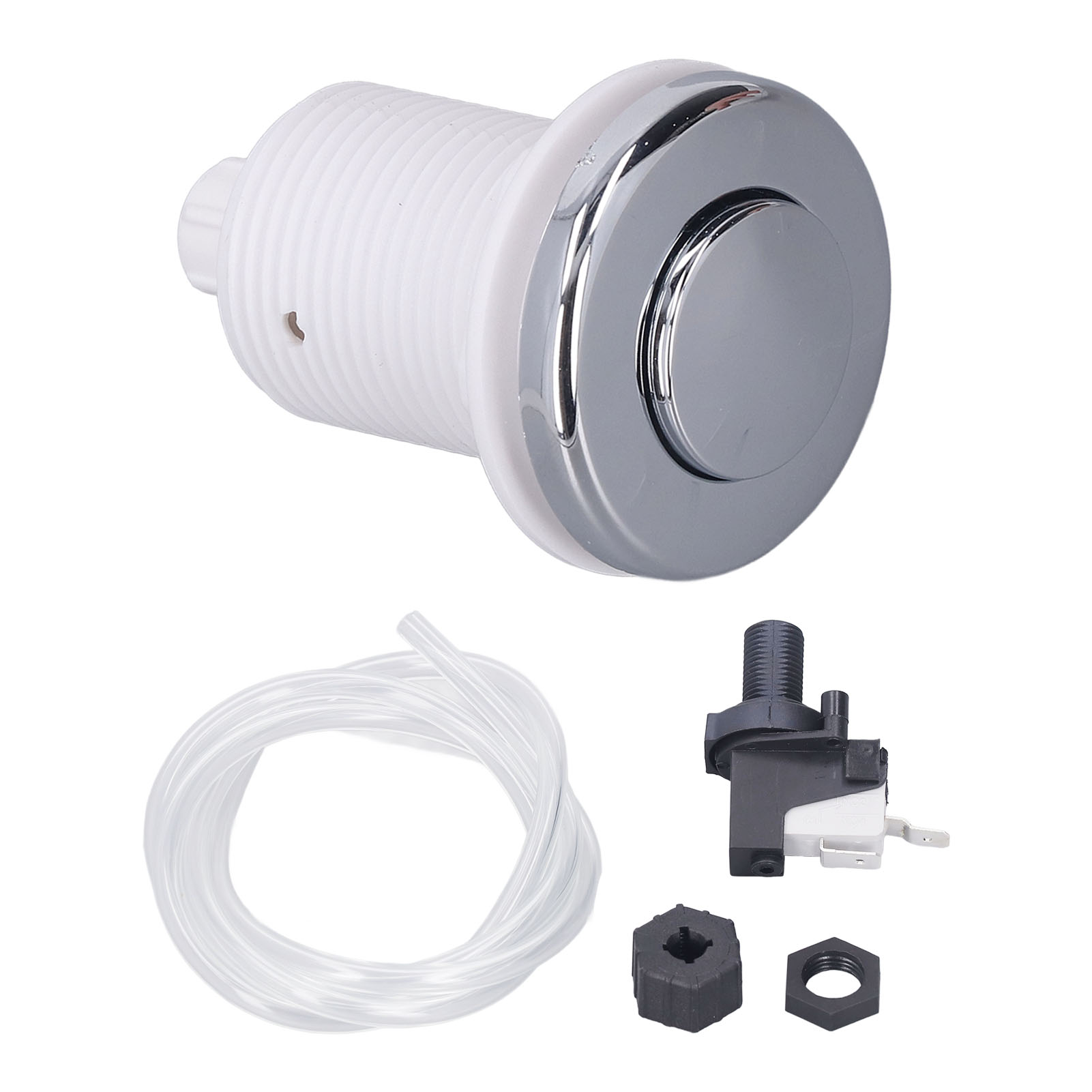 Pneumatischer Schalter Für Fäkalienzerkleinerer Und Whirlpools, 32-mm-edelstahlknopf, Komplettset Mit 1-m-schlauch, Sichere Drahtlose Installation