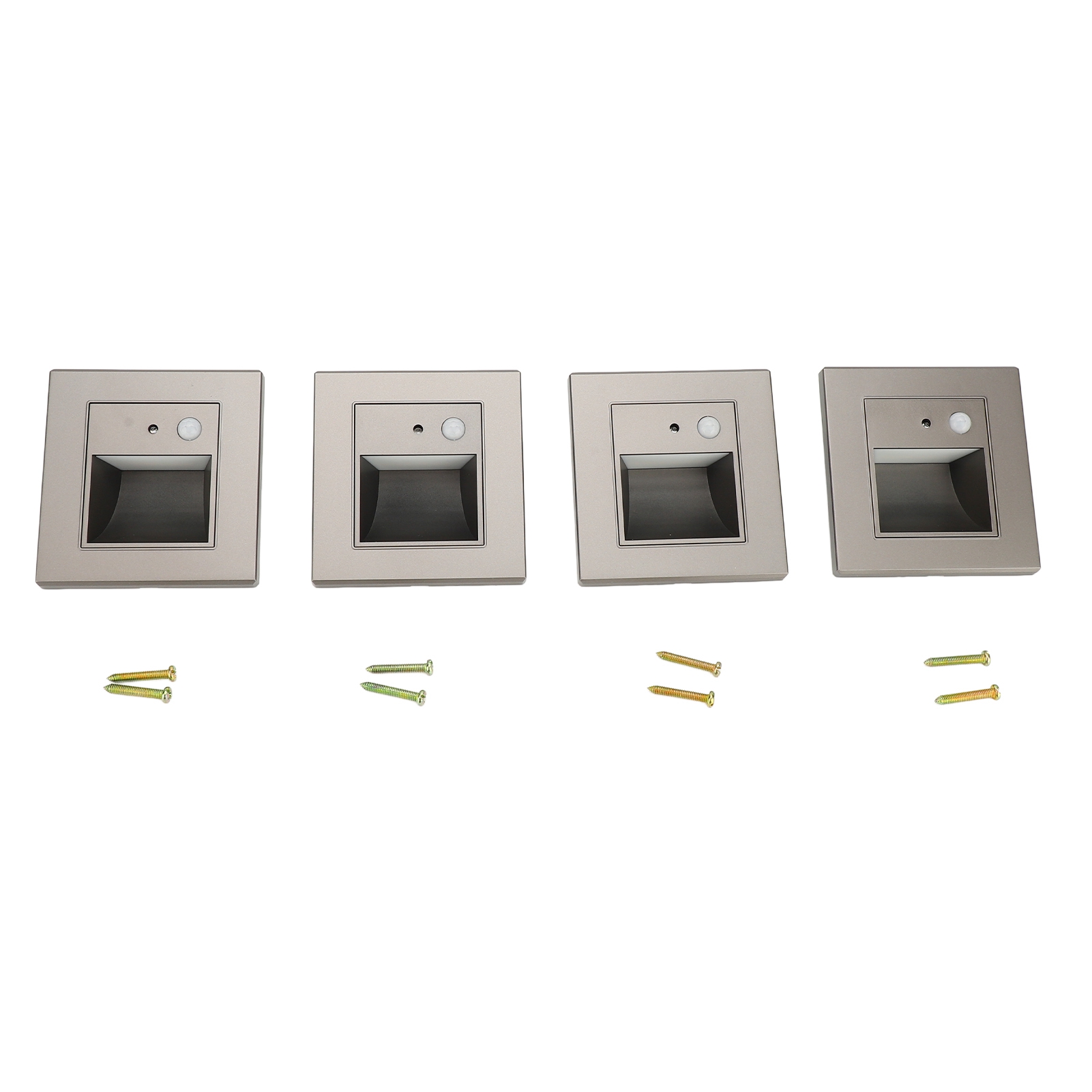 Set Mit 4 Led-einbaustrahlern Mit Bewegungsmelder, Warmweißes Licht (3000 K), Grau, Einfache Installation Für Treppen Und Flure