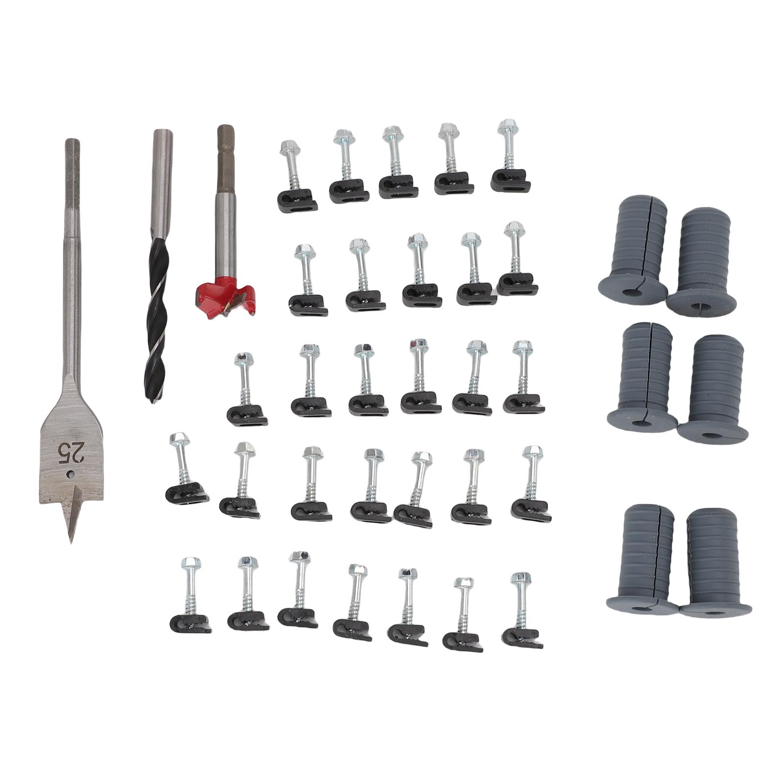 Kabelmanagement-set Für Die Wandmontage Mit 6 Silikon-abstandshaltern, 30 Clips, 25-mm-/8-mm-bohrern – Grau
