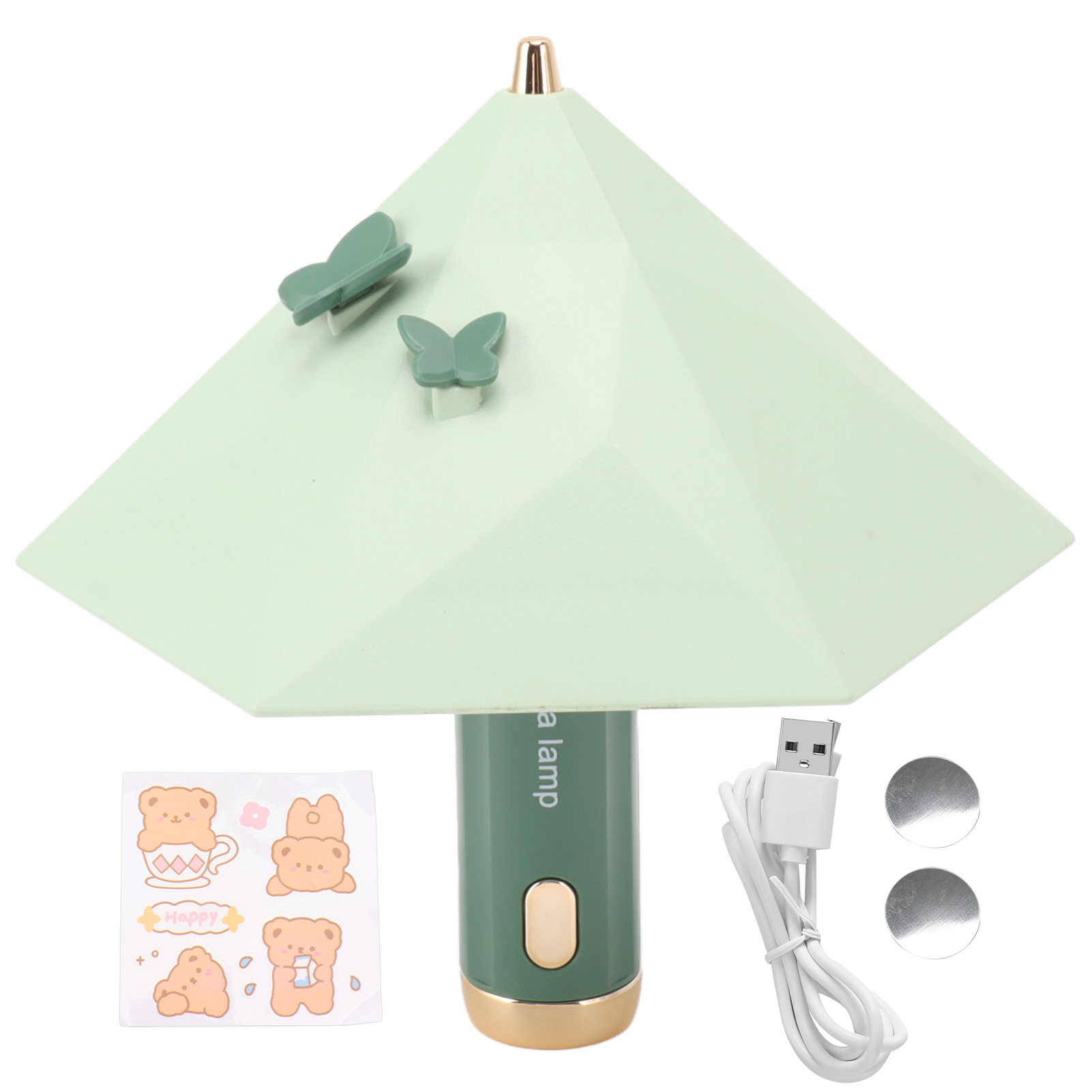 Toivize Gl305 Led-nachttischlampe, Schirmform, Usb-aufladbar, 3 Lichtmodi, Grünes Licht, Elegantes Abs-design