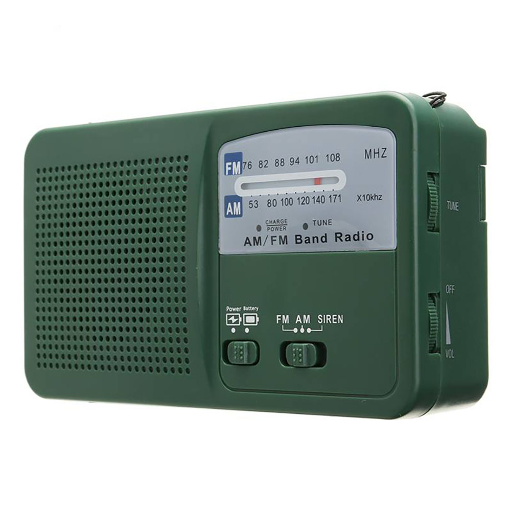 Yue Xing Hui Solarbetriebenes Handkurbel-notfallradio Mit Am/fm-empfang, Led-licht, Usb-ladegerät Und Sirene, Grün