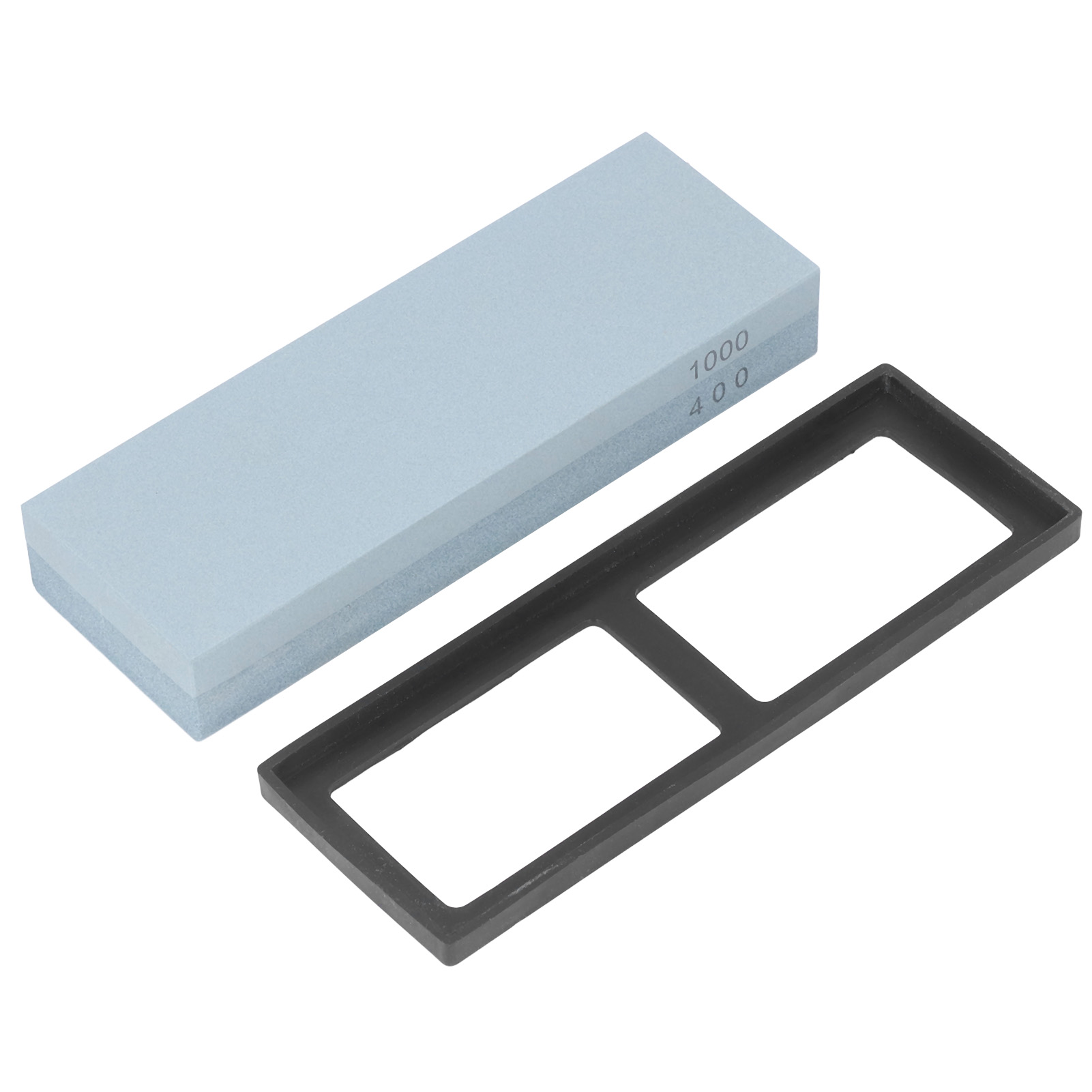 Set Mit 2 Messerschärfsteinen (körnung 400/1000) Mit Rutschfester Gummimatte Für Präzises Und Stabiles Schärfen