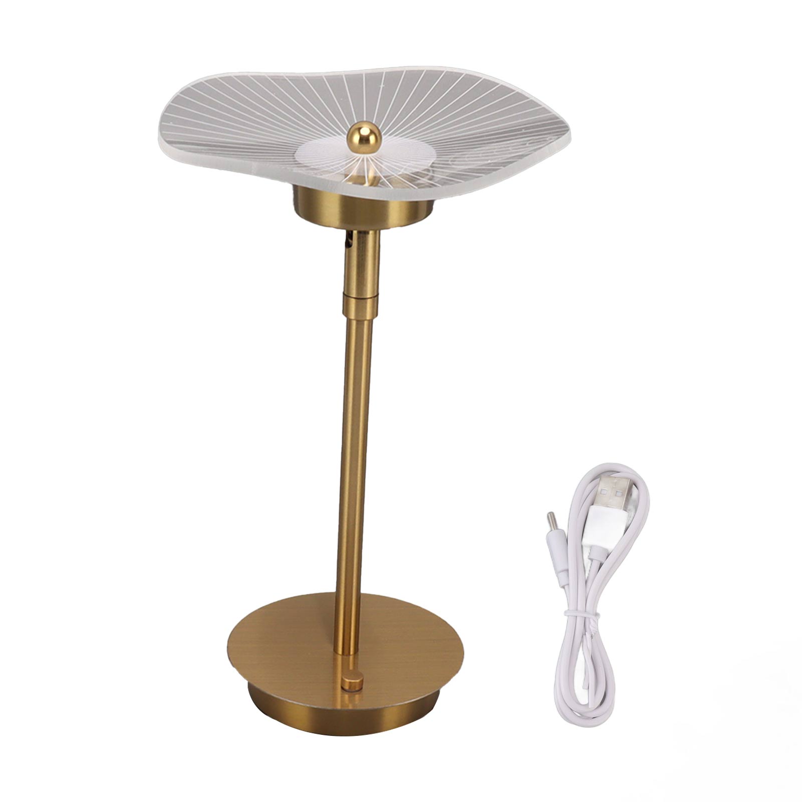 Berührungsempfindliche Tischleuchte, Usb-aufladbar, Lotus-design, Kupfer-finish, 3 Modi: Warmweiß, Neutralweiß, Stufenlos Dimmbar, Ambientebeleuchtung