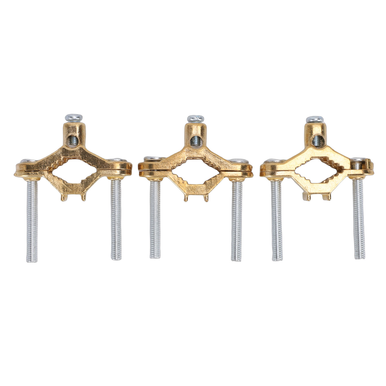 Set Mit 3 Kupfer-erdungsklemmen Für Wasserrohre, Ø 12–25 Mm (1/2"–1"), Kabelquerschnitt 6–33 Mm², Robuste Und Leitfähige Befestigung, Nfc 15–100 Standard